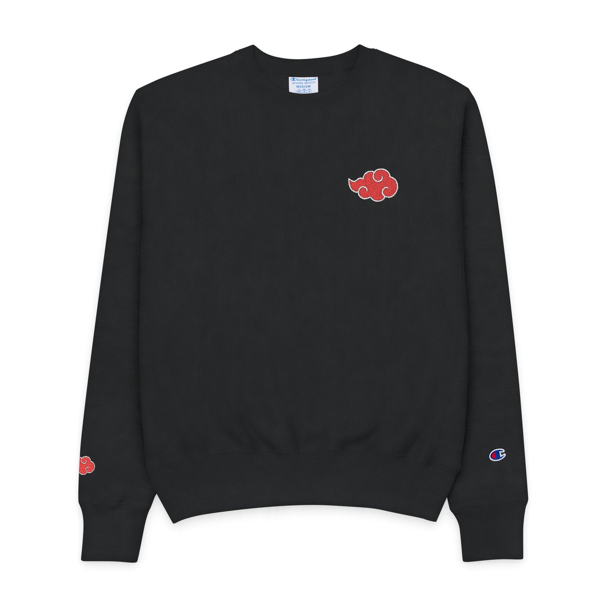 Men's Champion Crewneck Sweatshirt with Red Cloud Design - Casual Streetwear