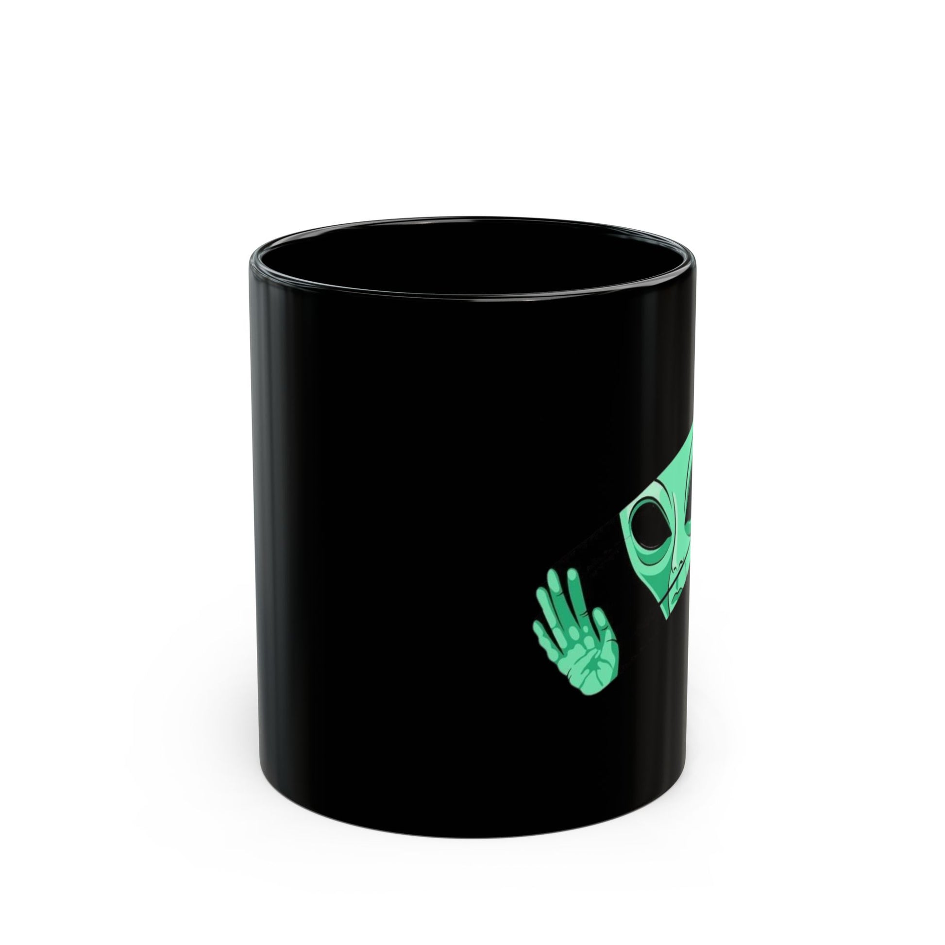 Alien Hand Black Mug - Unique 11oz & 15oz Coffee Cups for Sci-Fi Lovers