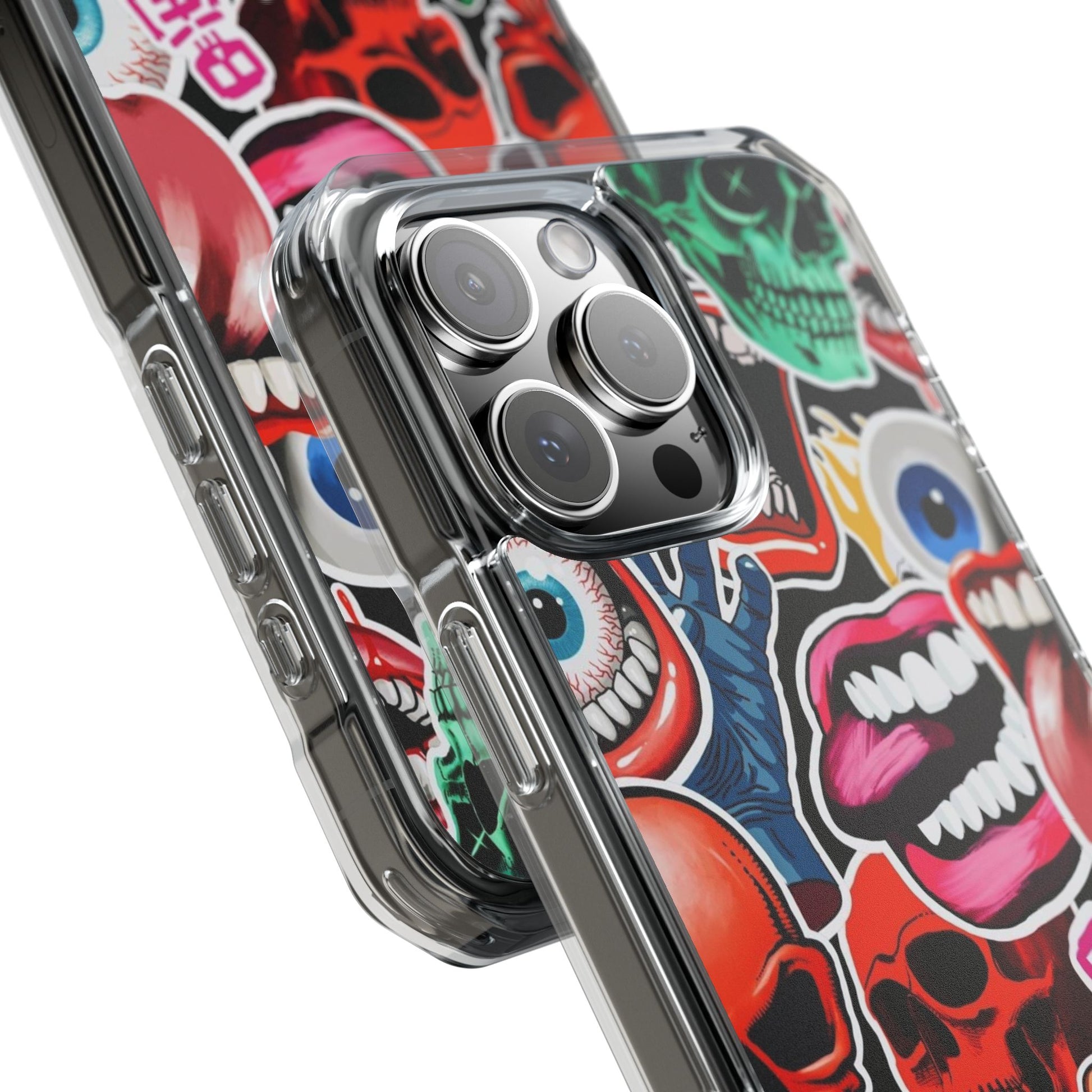 Vibrant Shockproof Phone Case - Eye-Catching Designs with Skulls and Stickers