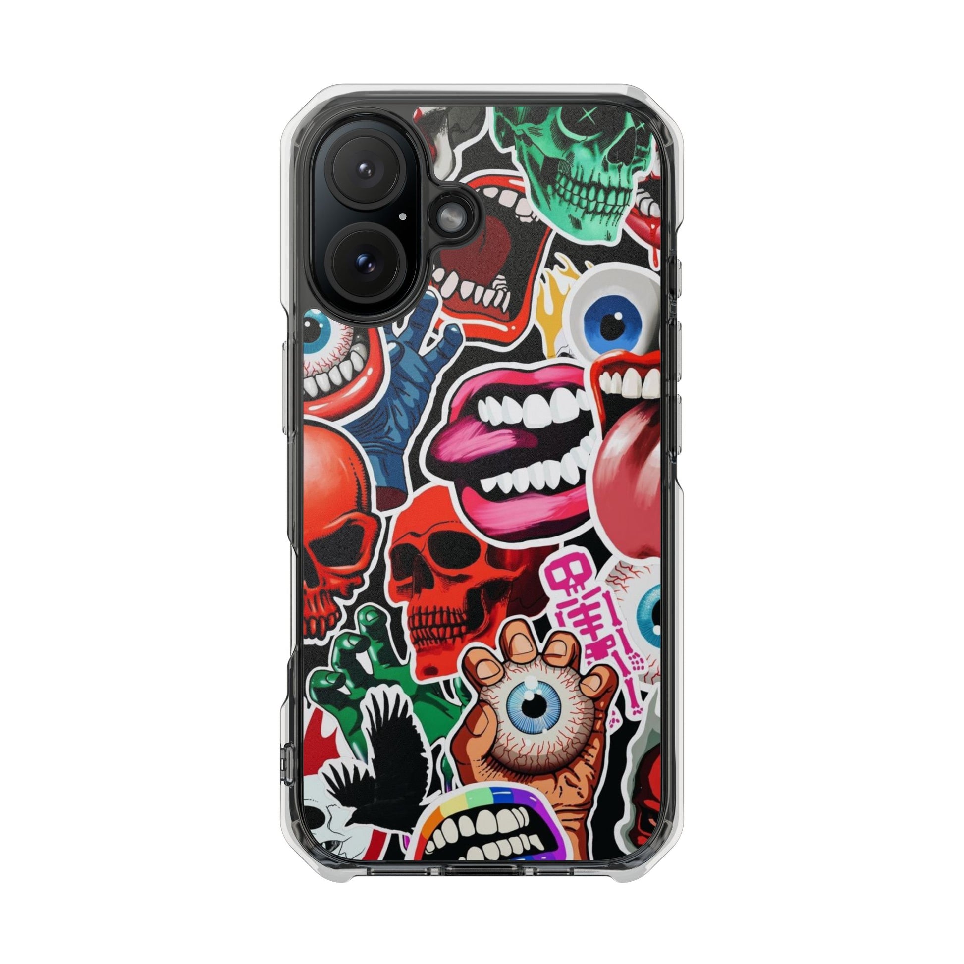 Vibrant Shockproof Phone Case - Eye-Catching Designs with Skulls and Stickers