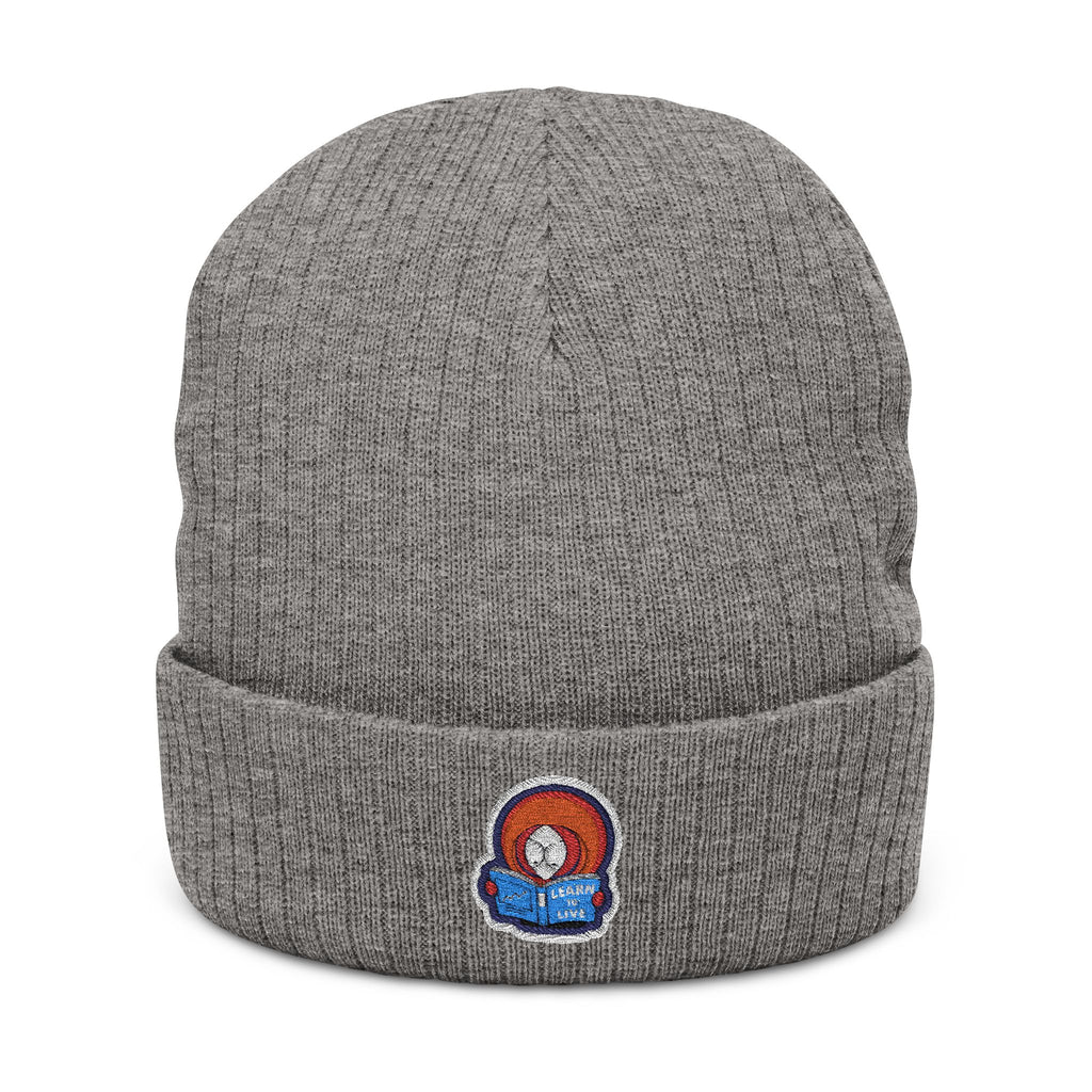 Cozy Ribbed Knit Beanie with Embroidery - Perfect for Fall & Winter Fashion