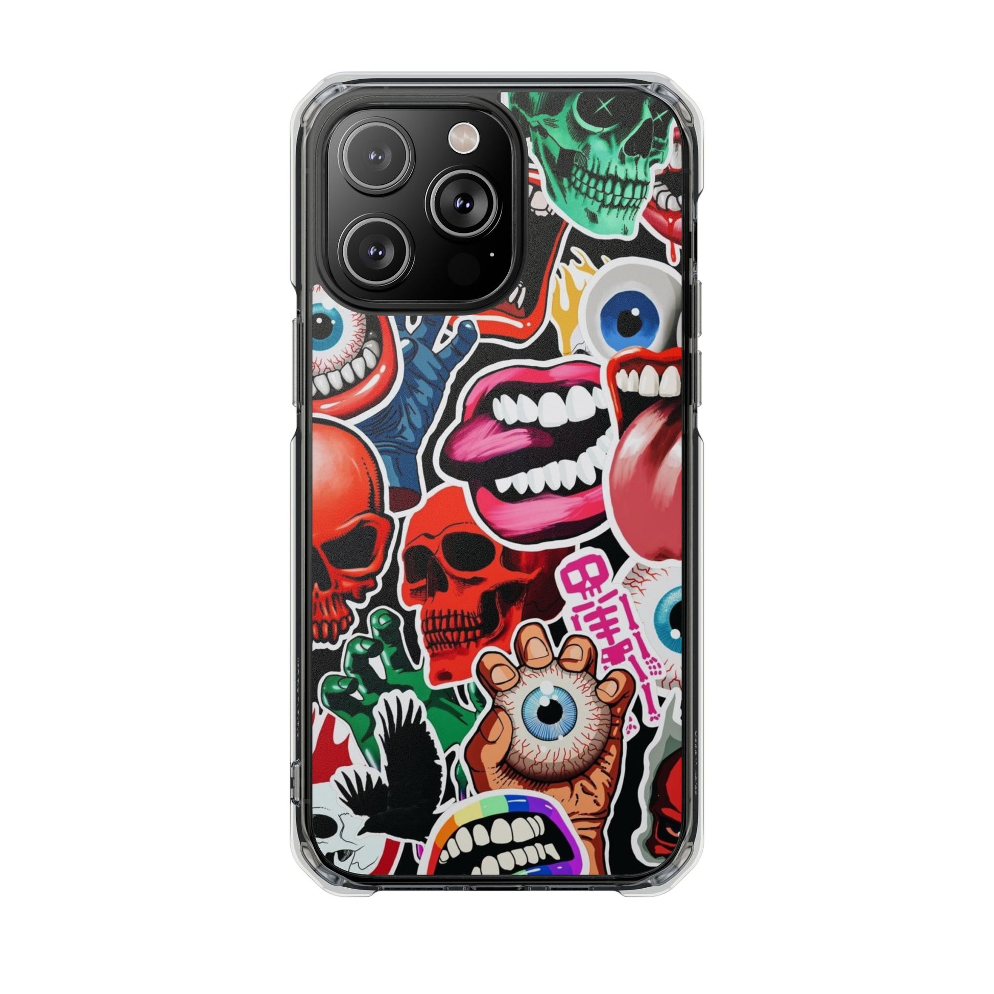 Vibrant Shockproof Phone Case - Eye-Catching Designs with Skulls and Stickers