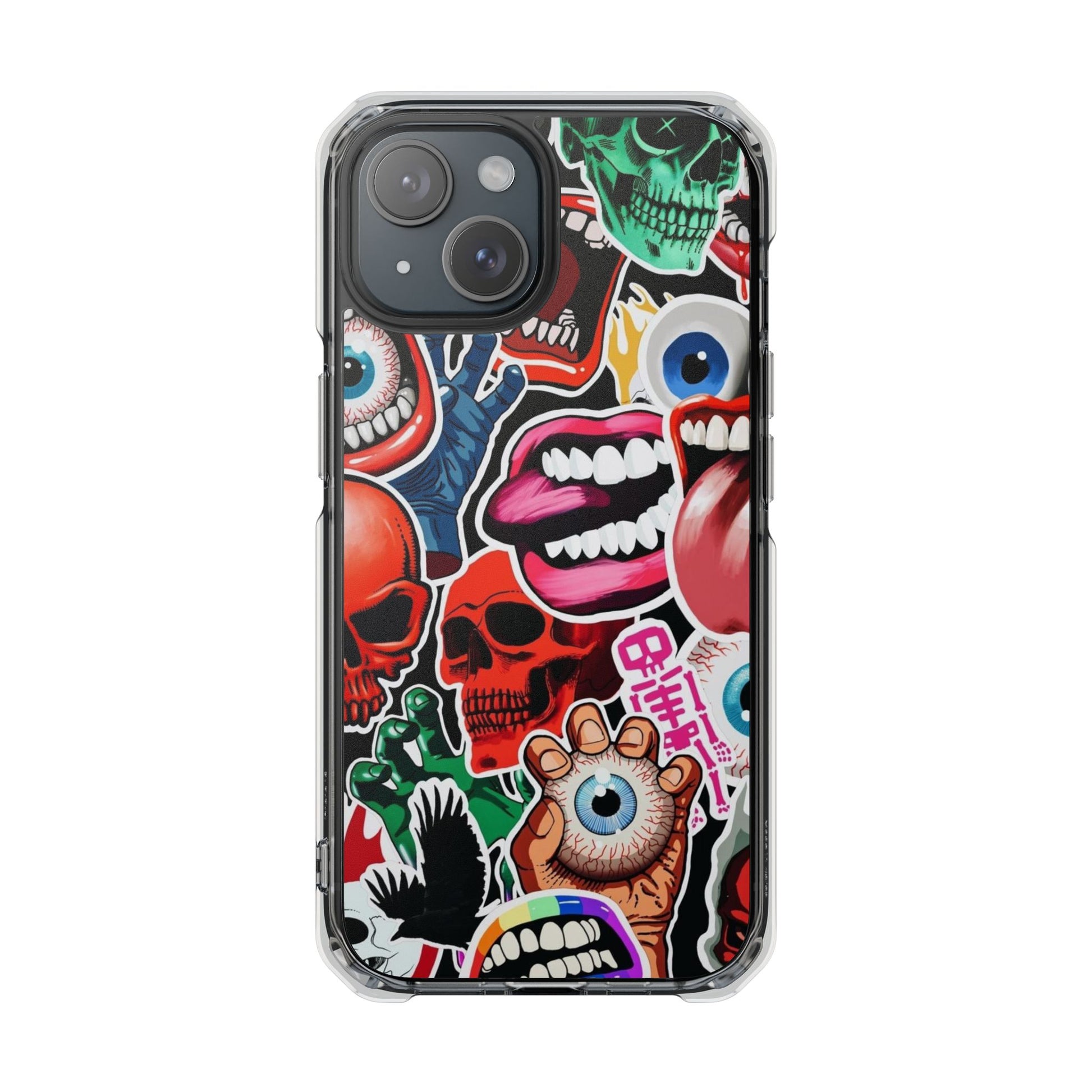 Vibrant Shockproof Phone Case - Eye-Catching Designs with Skulls and Stickers