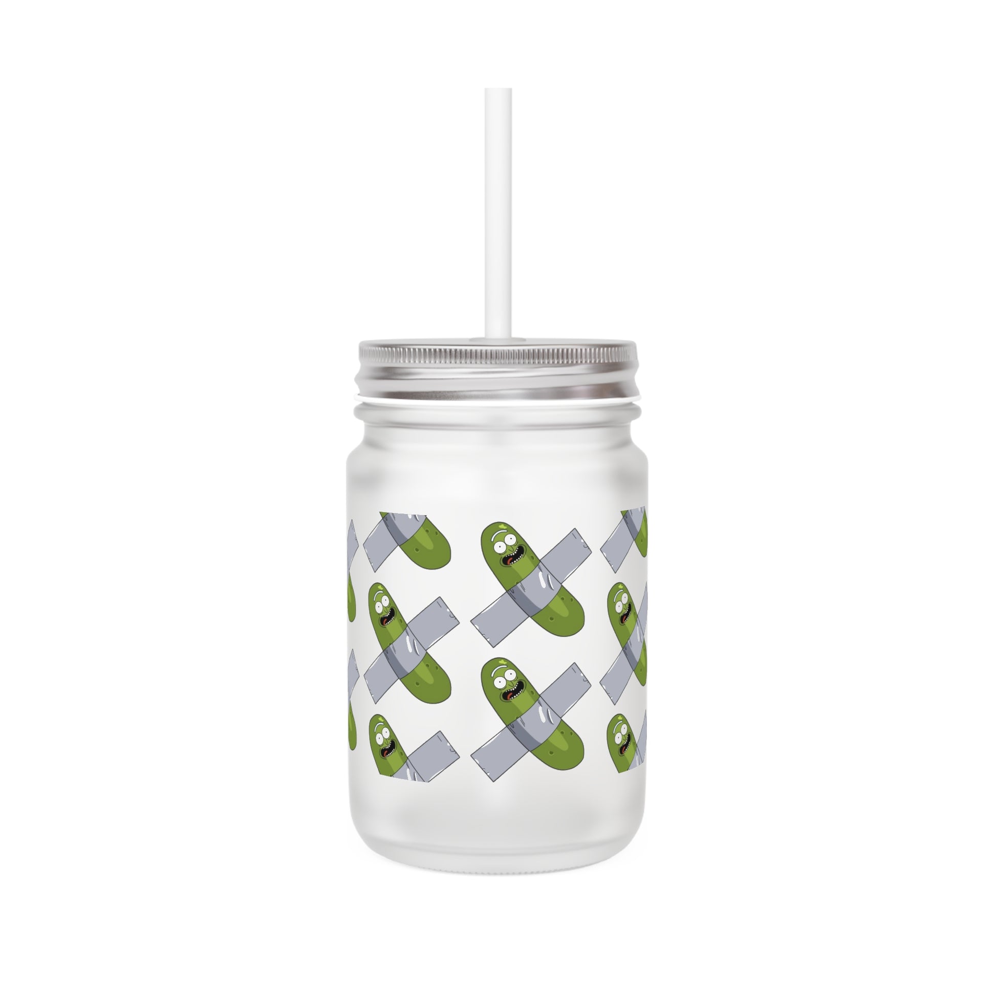 Pickle Mason Jar with Straw