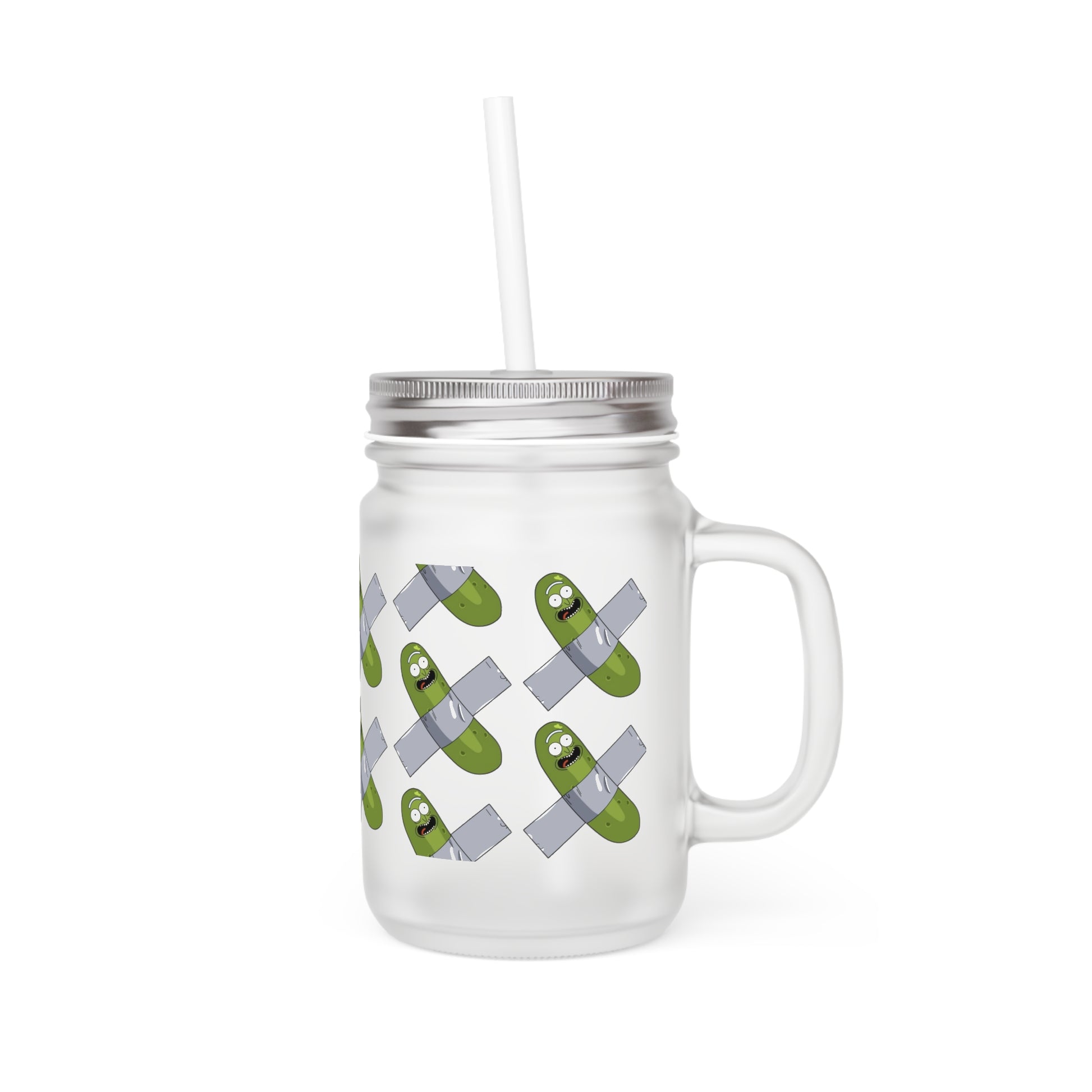 Pickle Mason Jar with Straw