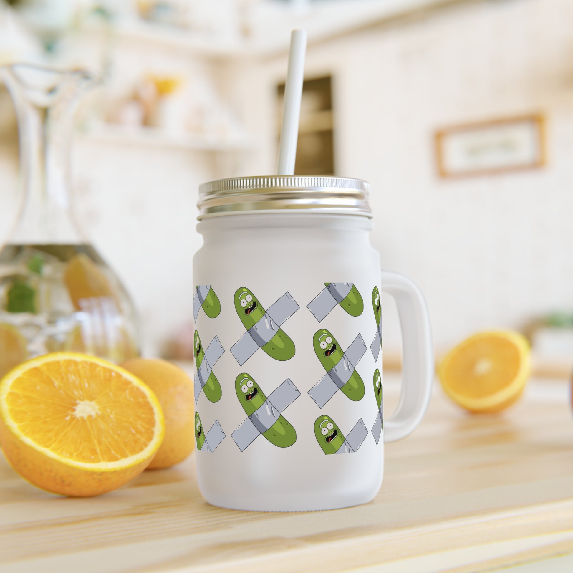 Pickle Mason Jar with Straw