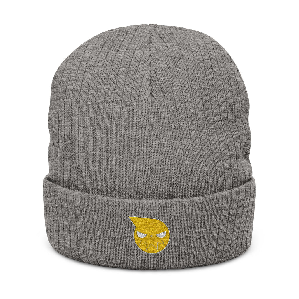 Embroidered Ribbed Knit Beanie - Cozy Winter Hat with Unique Design