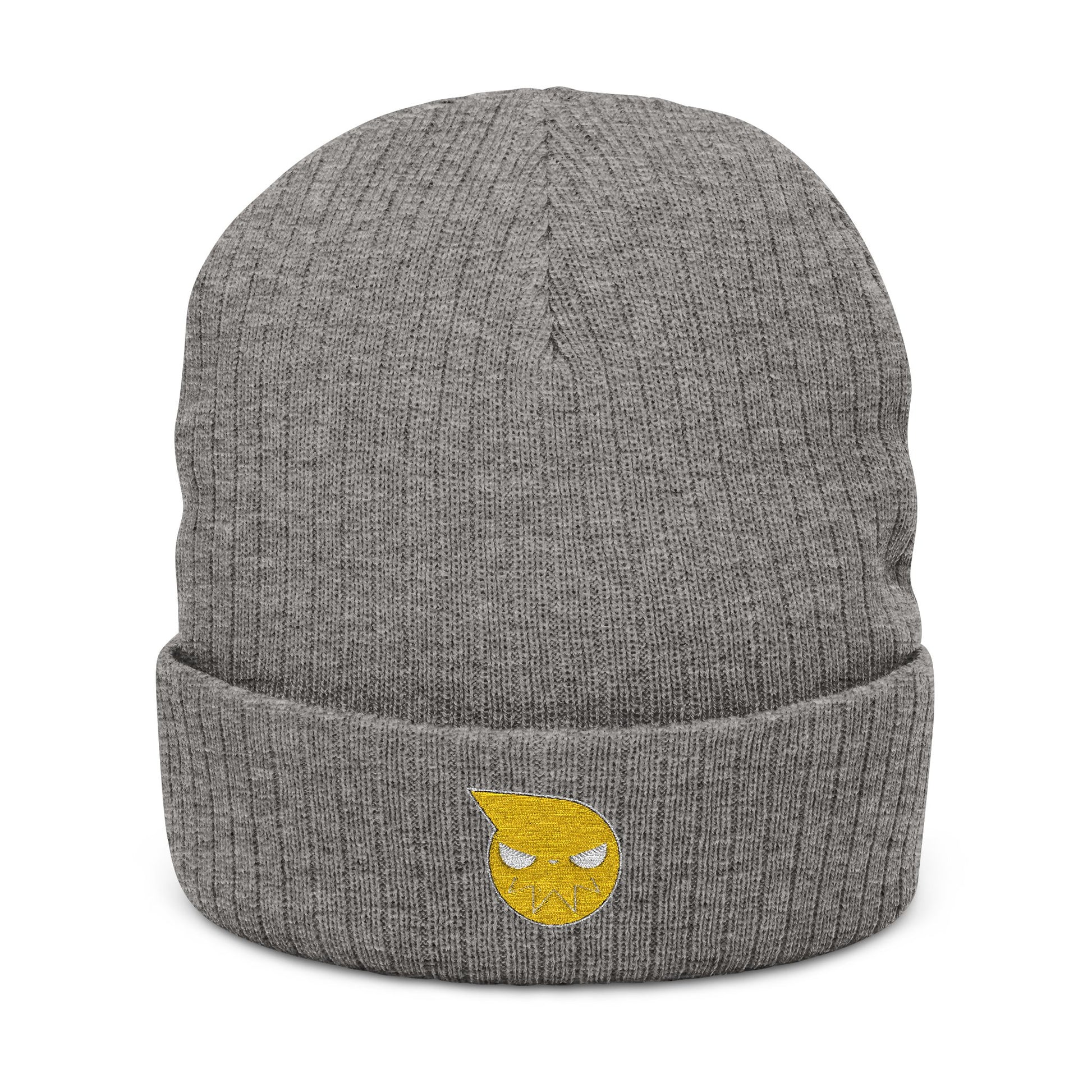 Embroidered Ribbed Knit Beanie - Cozy Winter Hat with Unique Design