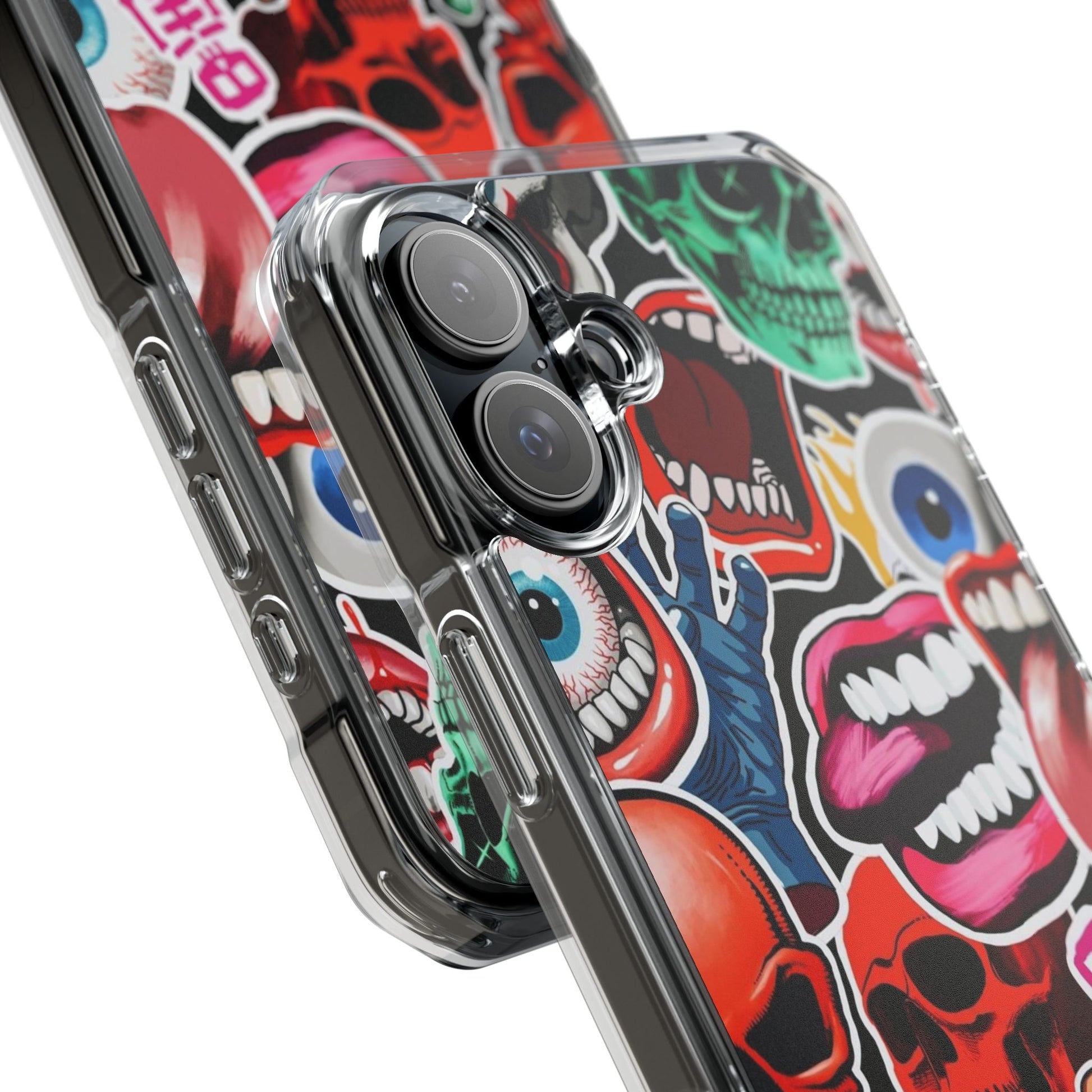 Vibrant Shockproof Phone Case - Eye-Catching Designs with Skulls and Stickers