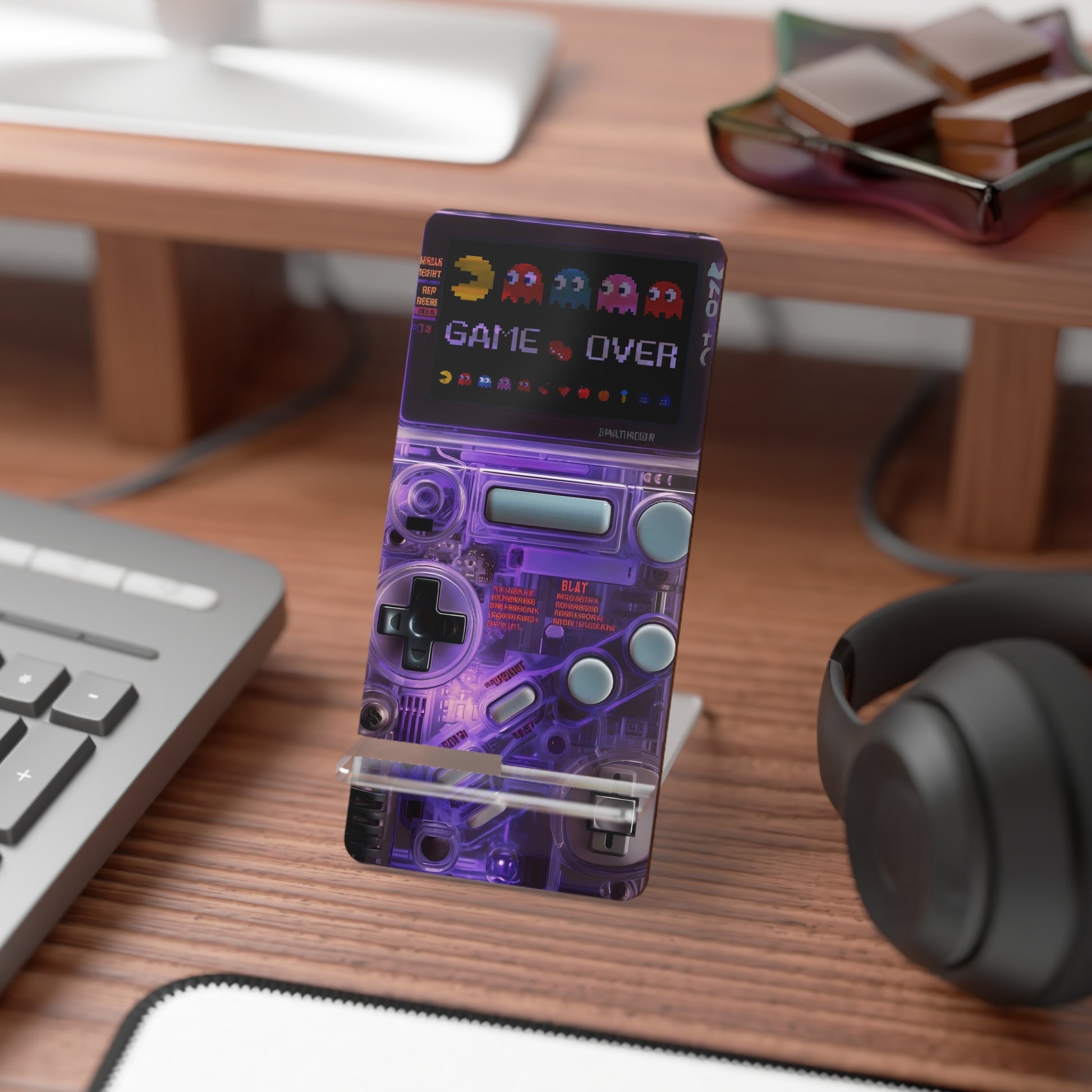 Retro Game Controller Smartphone Stand - 'GAME OVER' Design