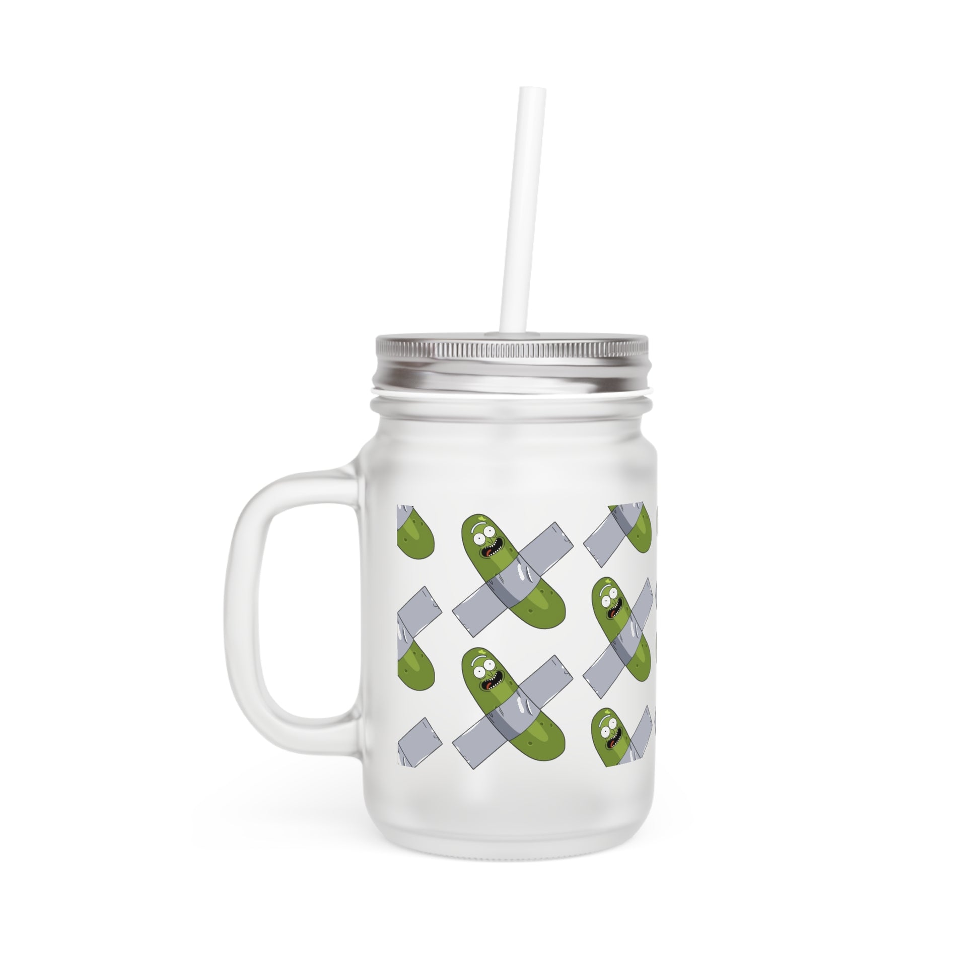 Pickle Mason Jar with Straw
