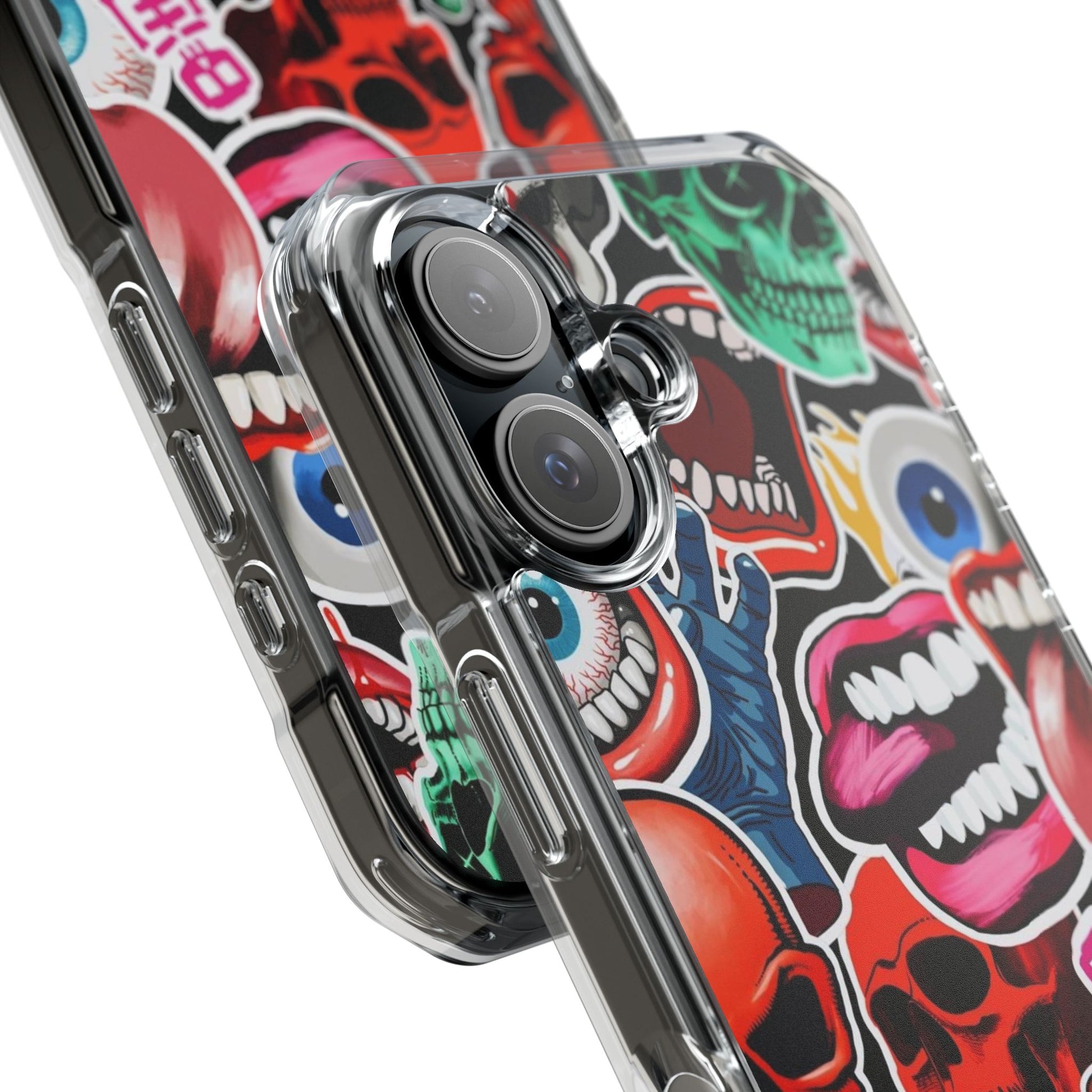 Vibrant Shockproof Phone Case - Eye-Catching Designs with Skulls and Stickers