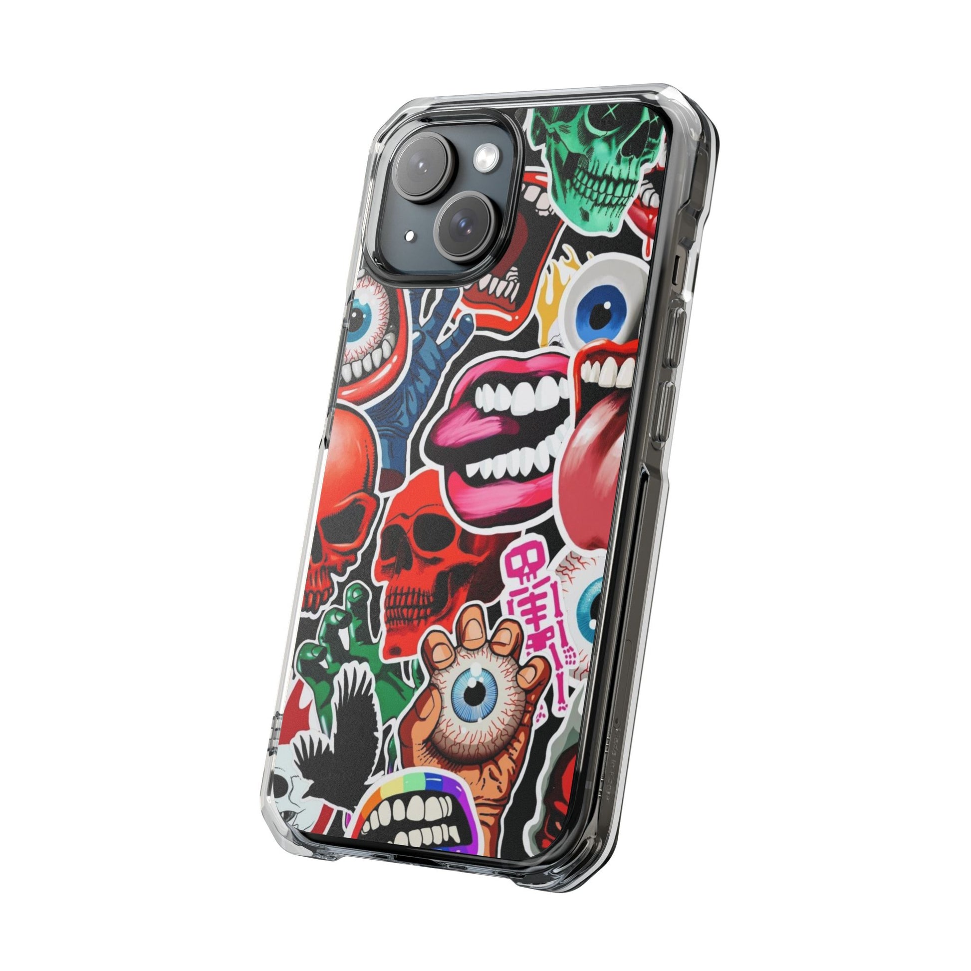 Vibrant Shockproof Phone Case - Eye-Catching Designs with Skulls and Stickers