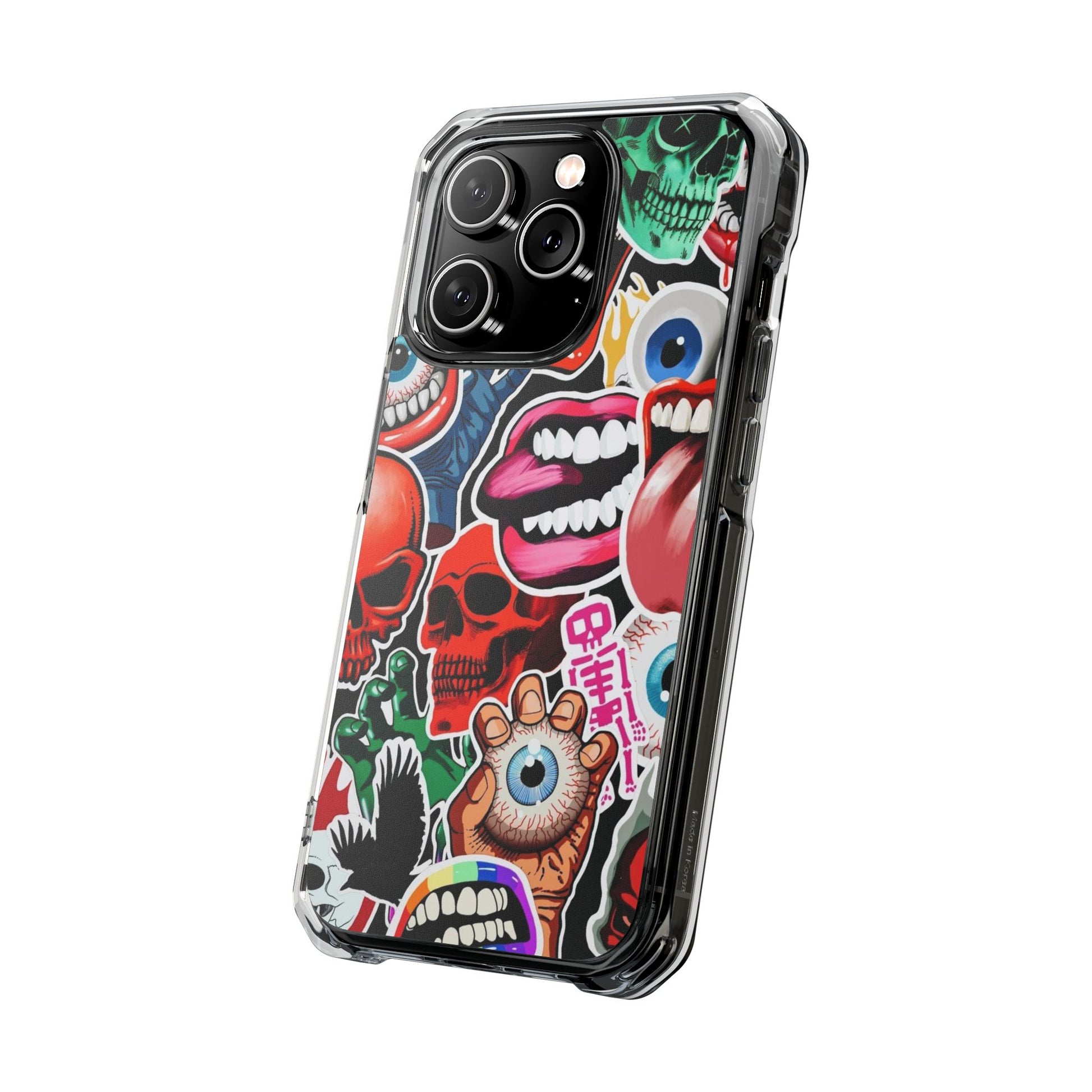 Vibrant Shockproof Phone Case - Eye-Catching Designs with Skulls and Stickers