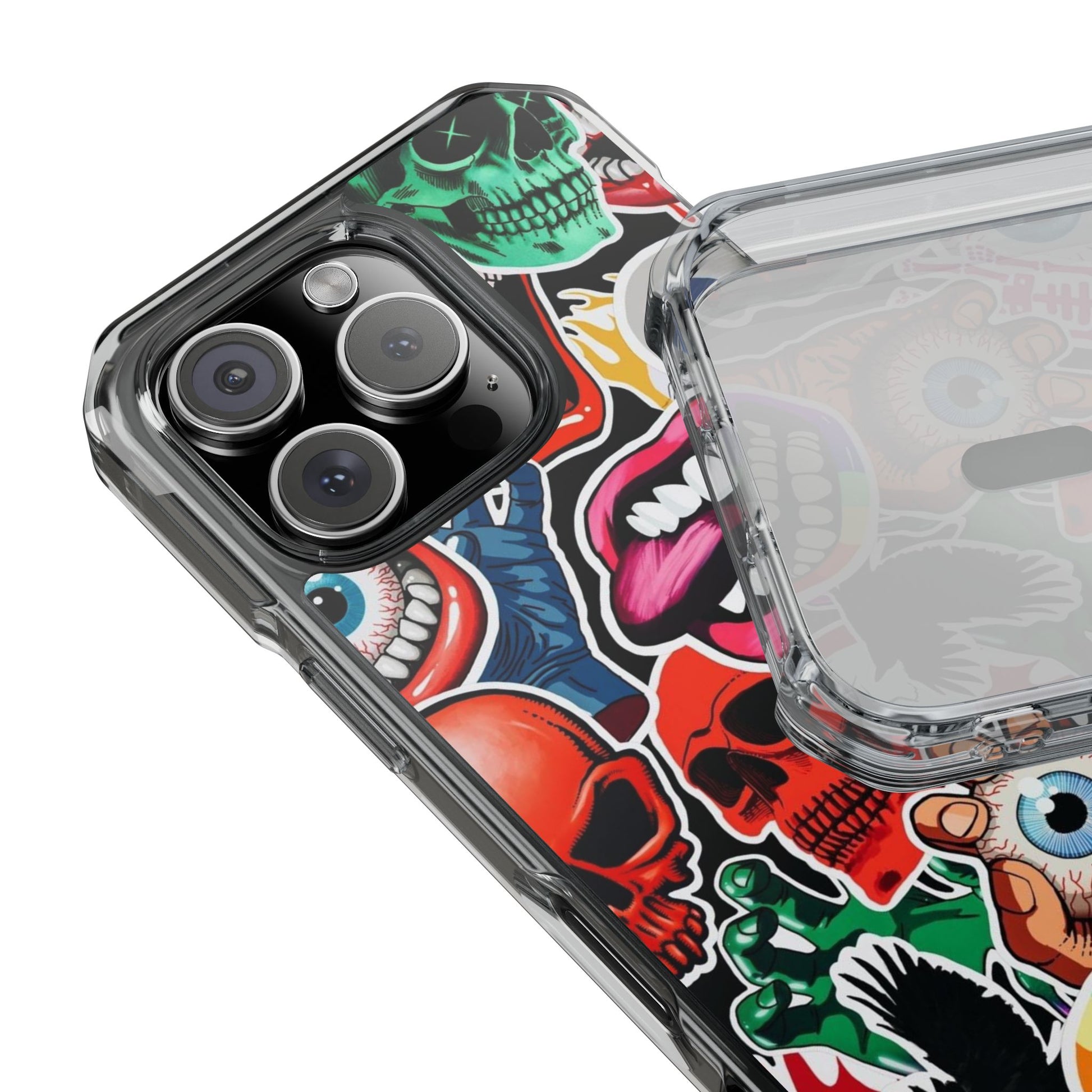 Vibrant Shockproof Phone Case - Eye-Catching Designs with Skulls and Stickers