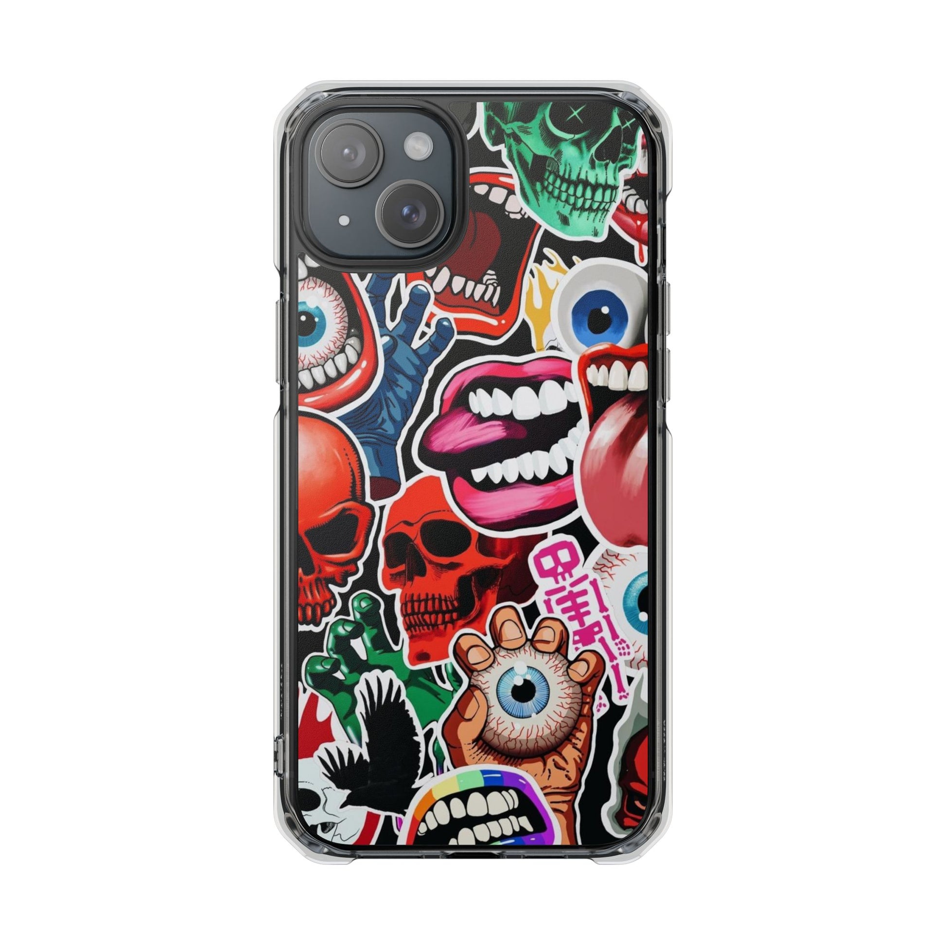 Vibrant Shockproof Phone Case - Eye-Catching Designs with Skulls and Stickers