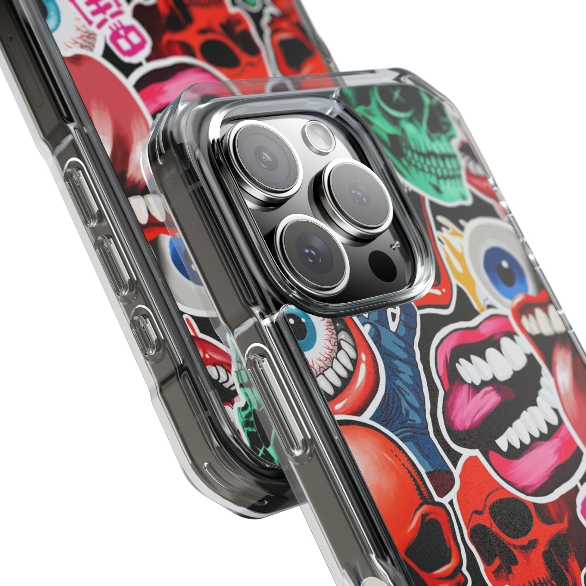 Vibrant Shockproof Phone Case - Eye-Catching Designs with Skulls and Stickers