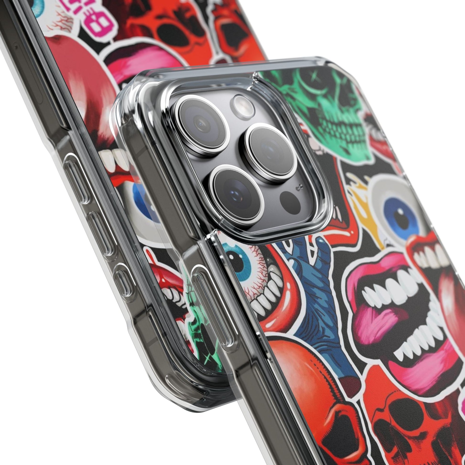 Vibrant Shockproof Phone Case - Eye-Catching Designs with Skulls and Stickers