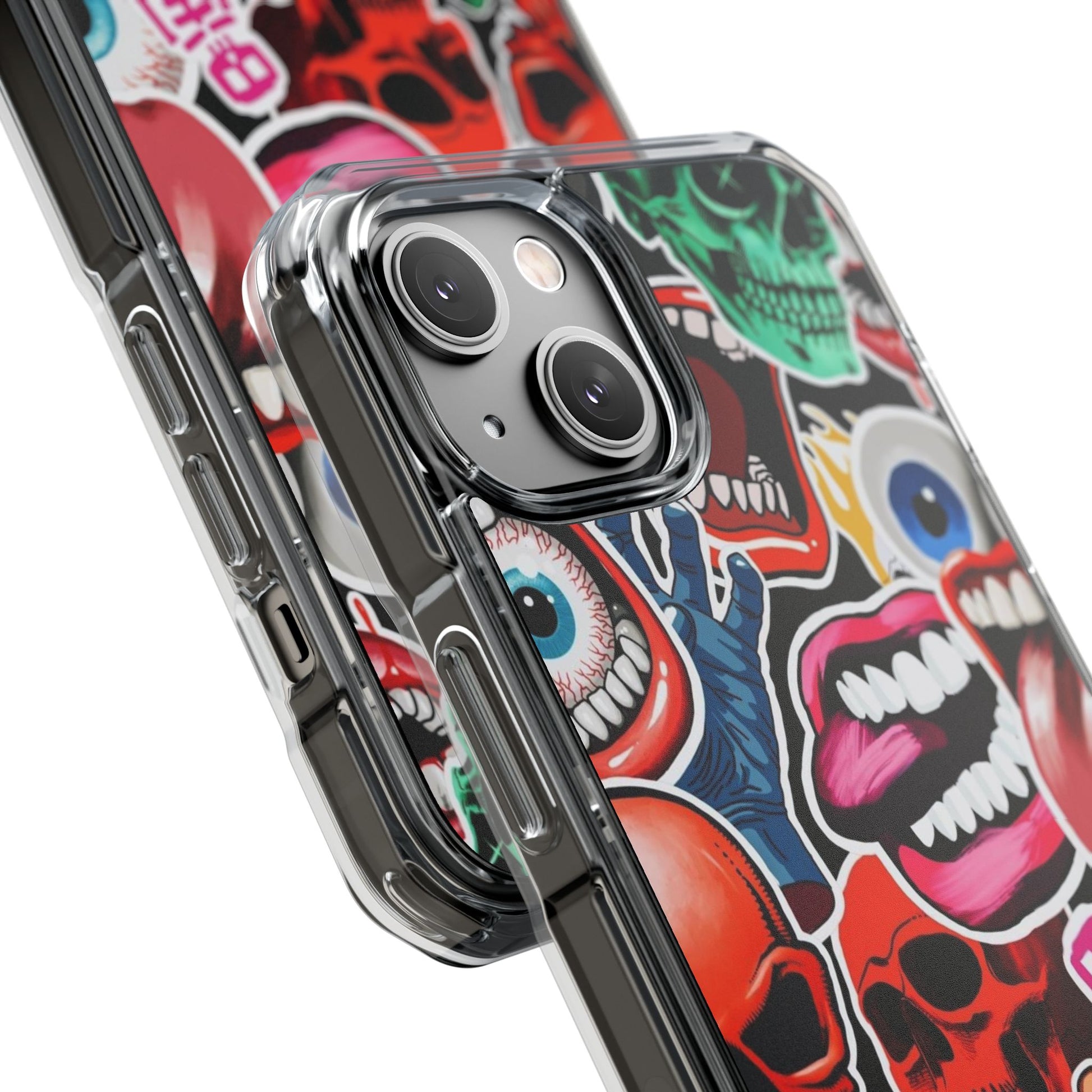 Vibrant Shockproof Phone Case - Eye-Catching Designs with Skulls and Stickers