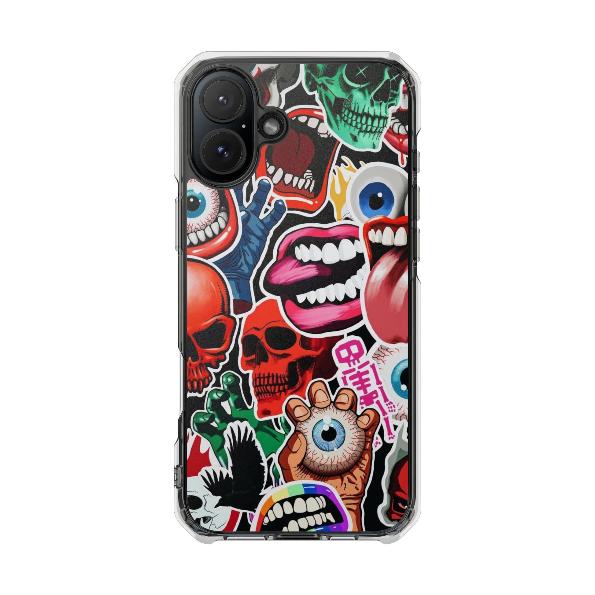 Vibrant Shockproof Phone Case - Eye-Catching Designs with Skulls and Stickers