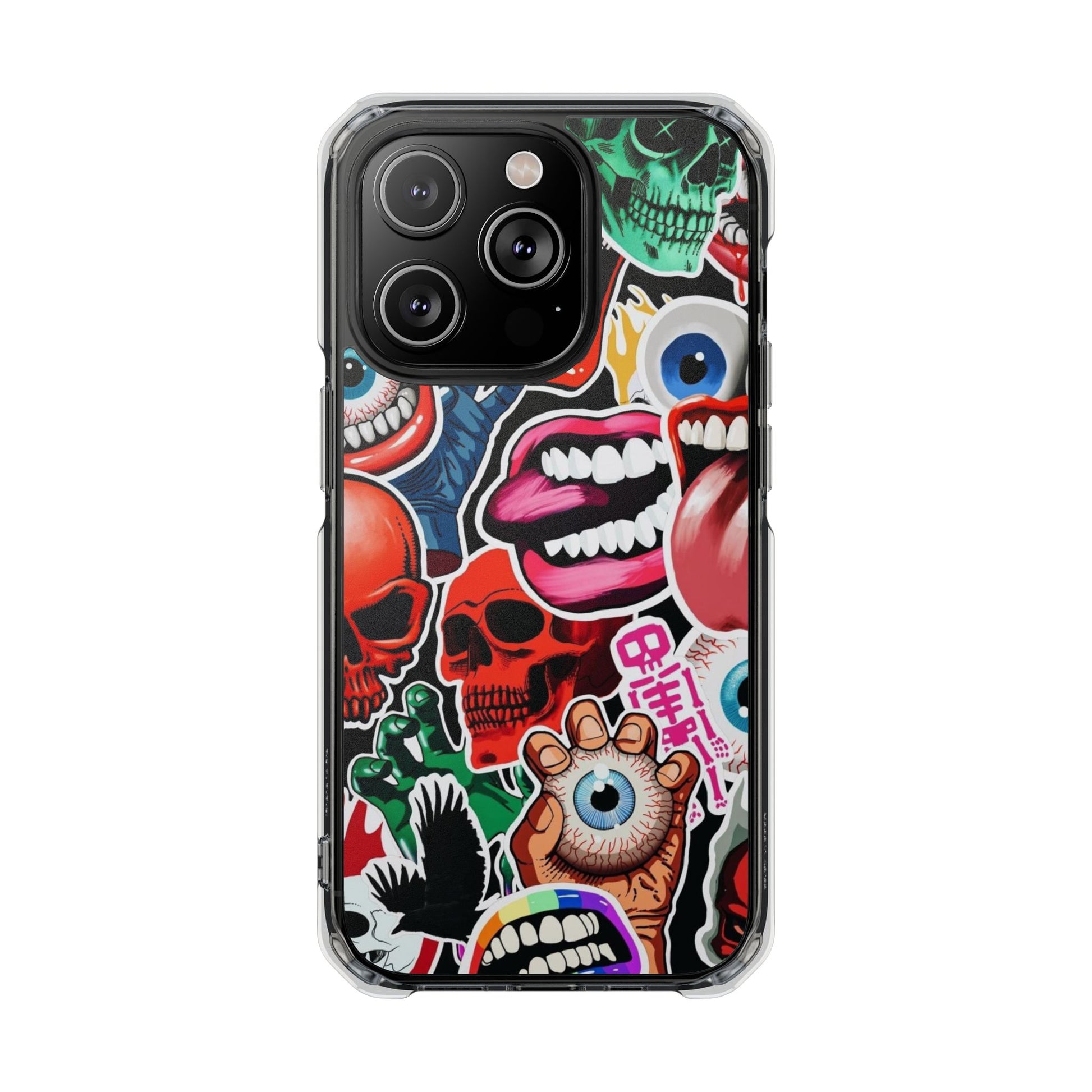 Vibrant Shockproof Phone Case - Eye-Catching Designs with Skulls and Stickers