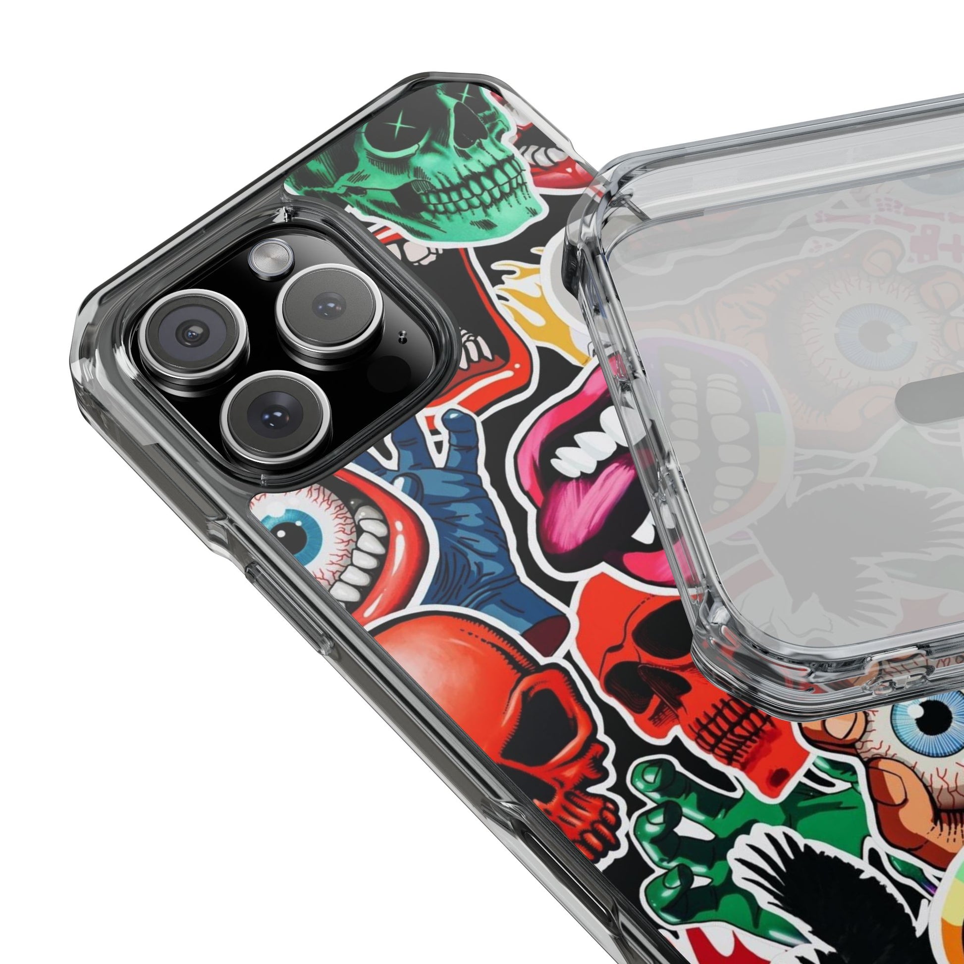 Vibrant Shockproof Phone Case - Eye-Catching Designs with Skulls and Stickers
