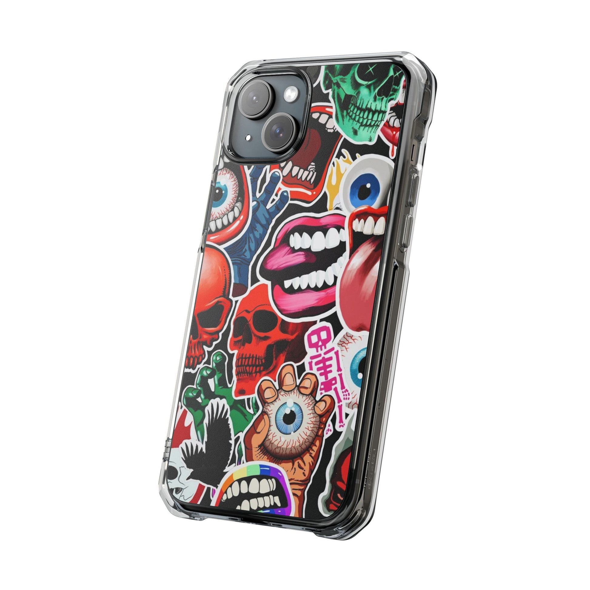 Vibrant Shockproof Phone Case - Eye-Catching Designs with Skulls and Stickers