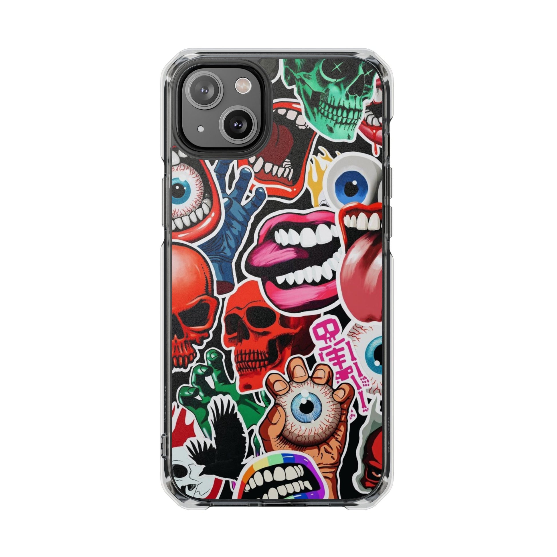 Vibrant Shockproof Phone Case - Eye-Catching Designs with Skulls and Stickers