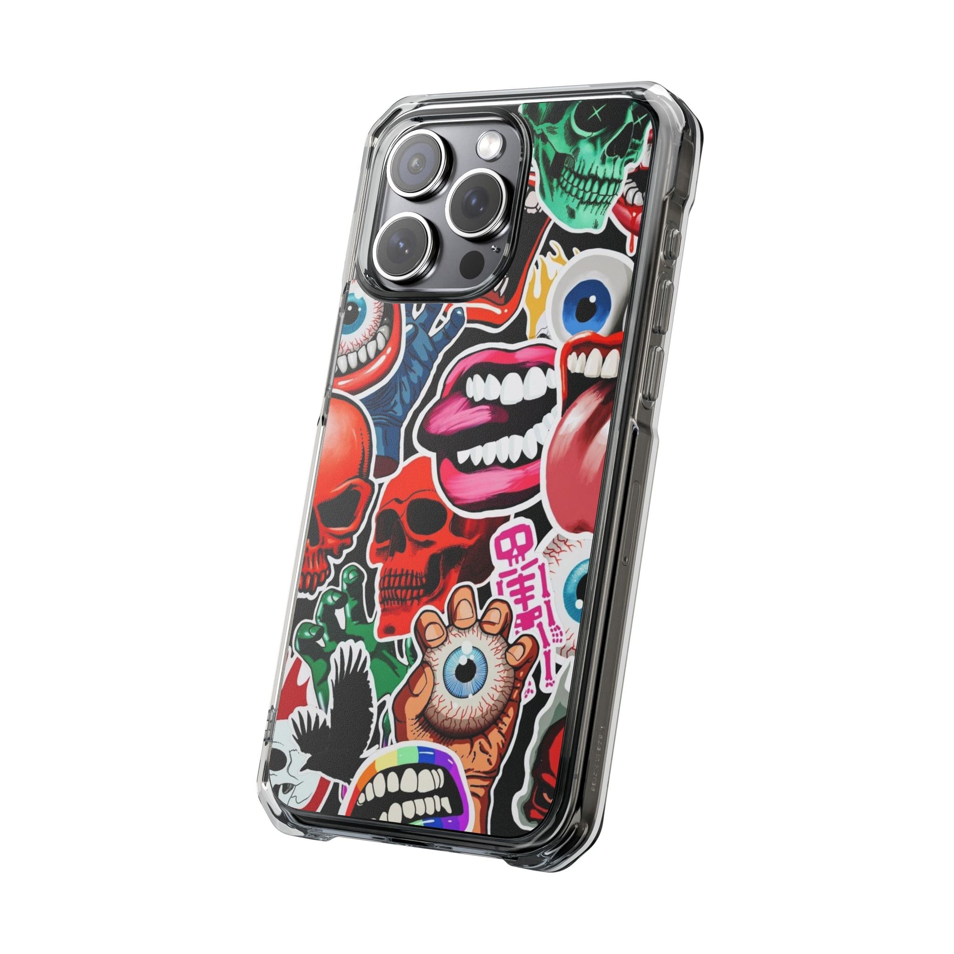 Vibrant Shockproof Phone Case - Eye-Catching Designs with Skulls and Stickers