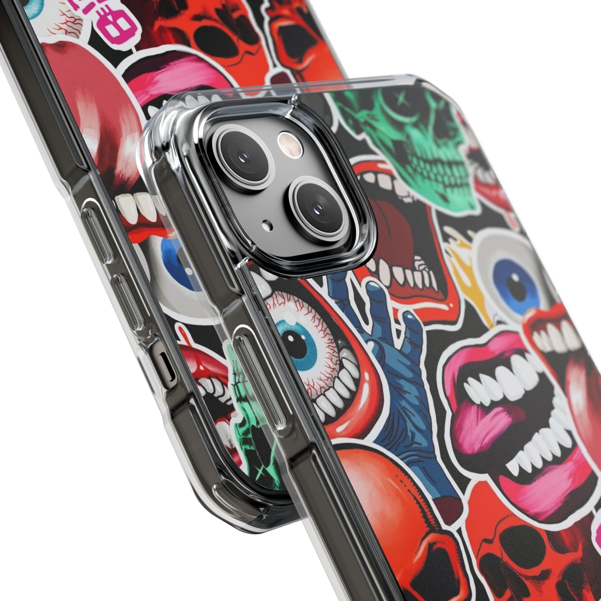 Vibrant Shockproof Phone Case - Eye-Catching Designs with Skulls and Stickers