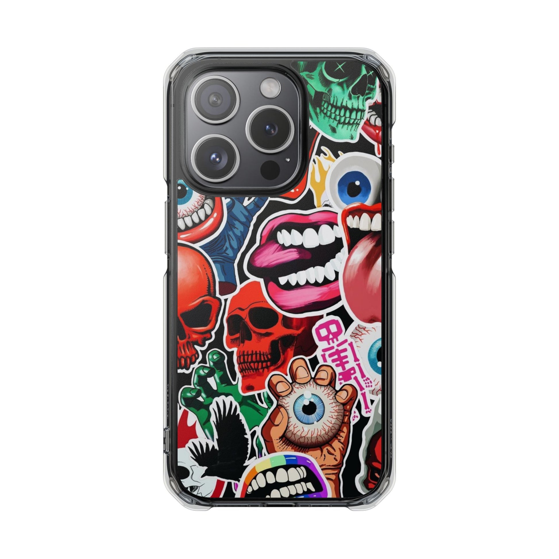 Vibrant Shockproof Phone Case - Eye-Catching Designs with Skulls and Stickers