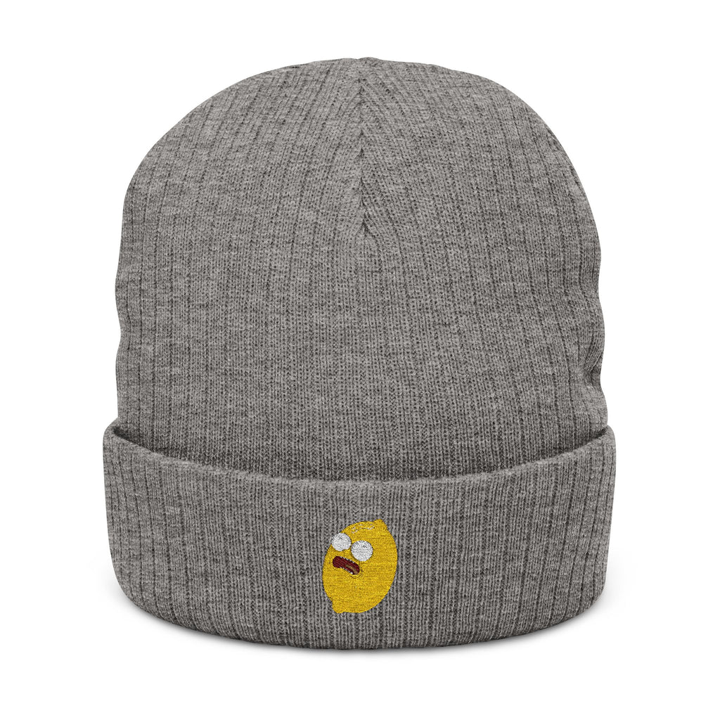 Funny Emoji Ribbed Knit Beanie - Cozy Statement Hat