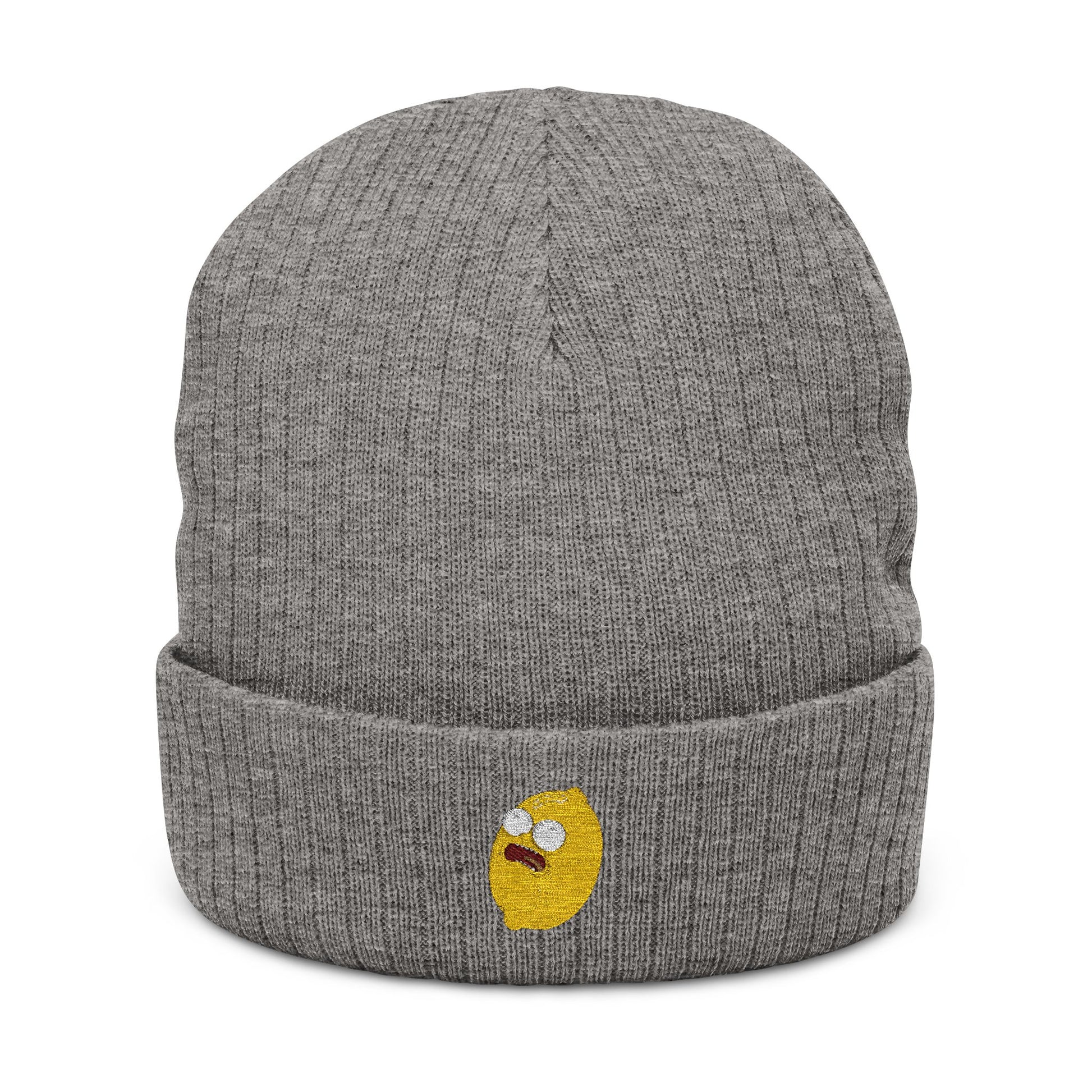Funny Emoji Ribbed Knit Beanie - Cozy Statement Hat