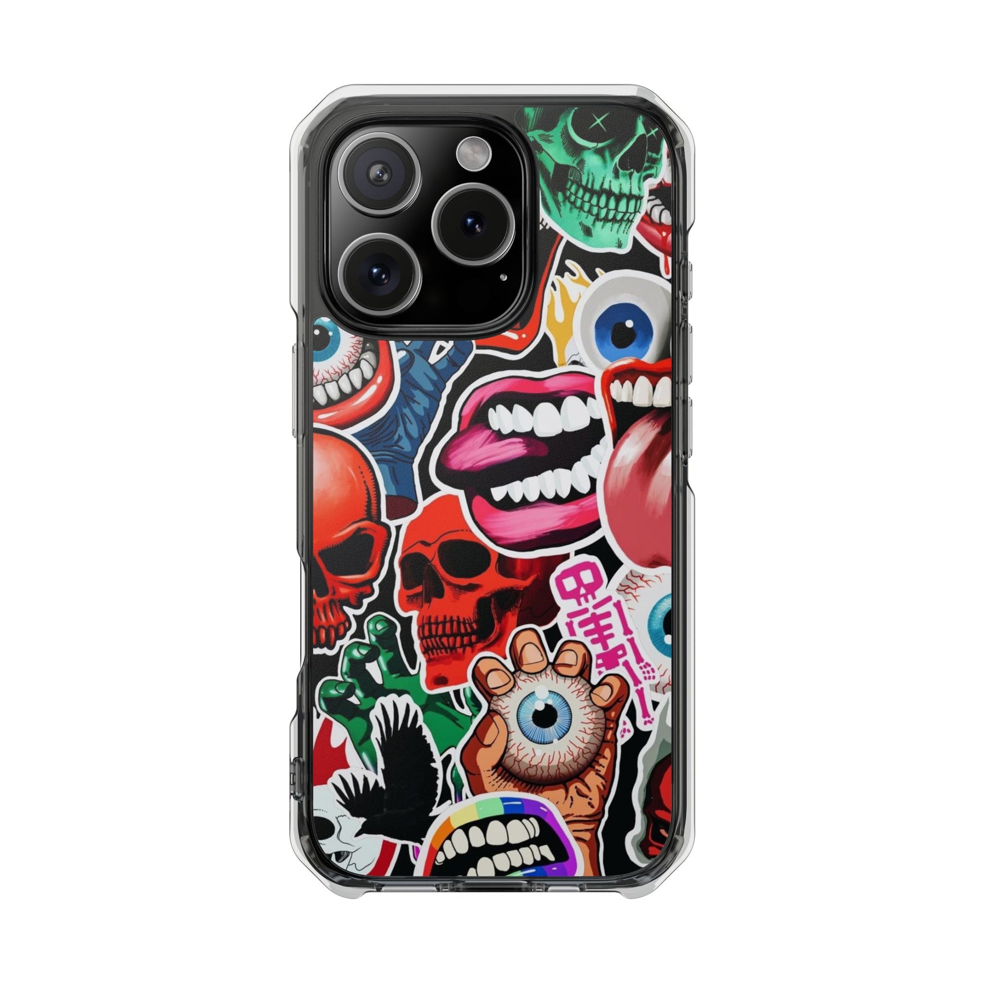 Vibrant Shockproof Phone Case - Eye-Catching Designs with Skulls and Stickers