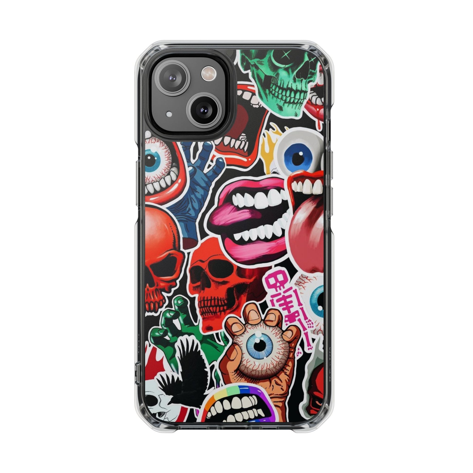 Vibrant Shockproof Phone Case - Eye-Catching Designs with Skulls and Stickers