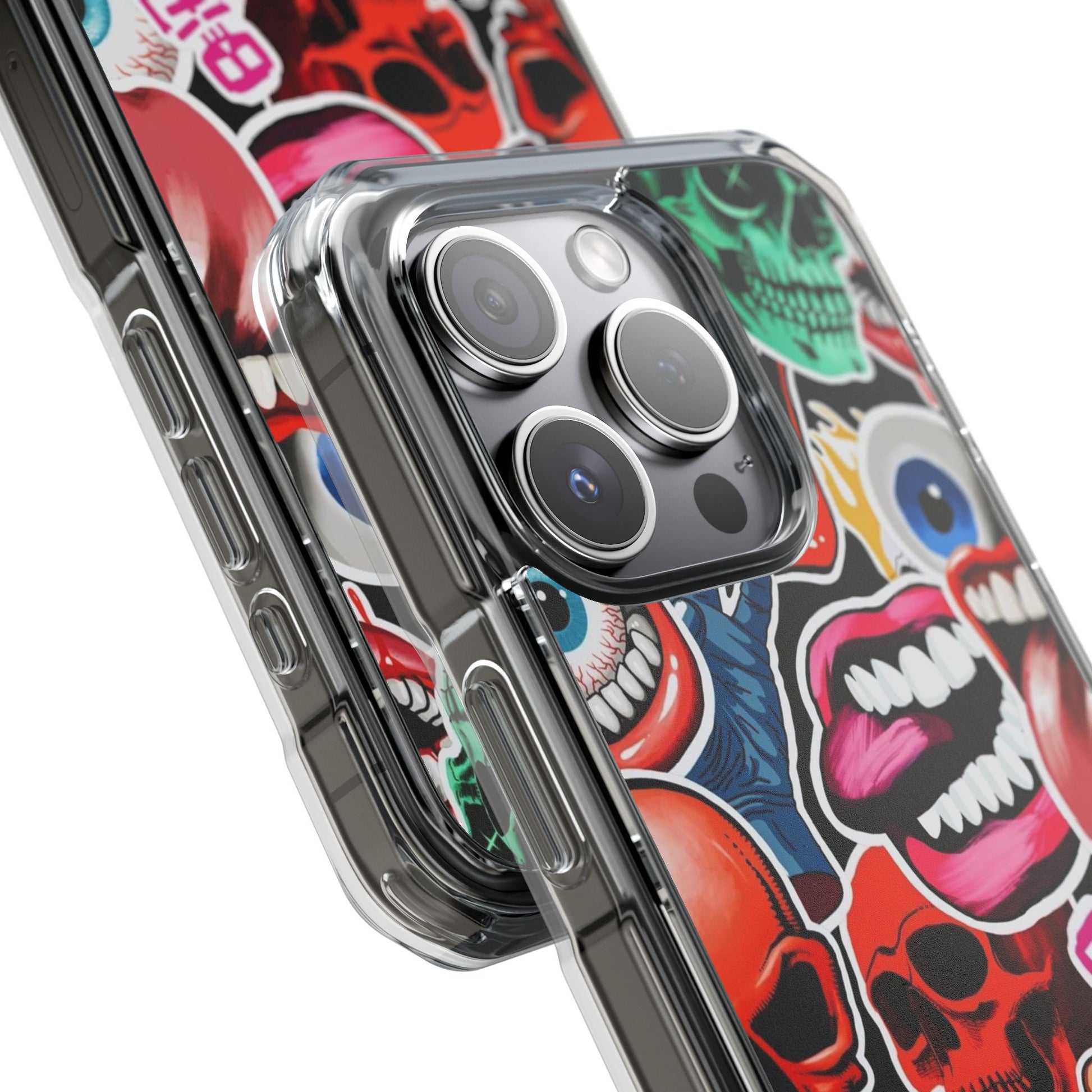 Vibrant Shockproof Phone Case - Eye-Catching Designs with Skulls and Stickers