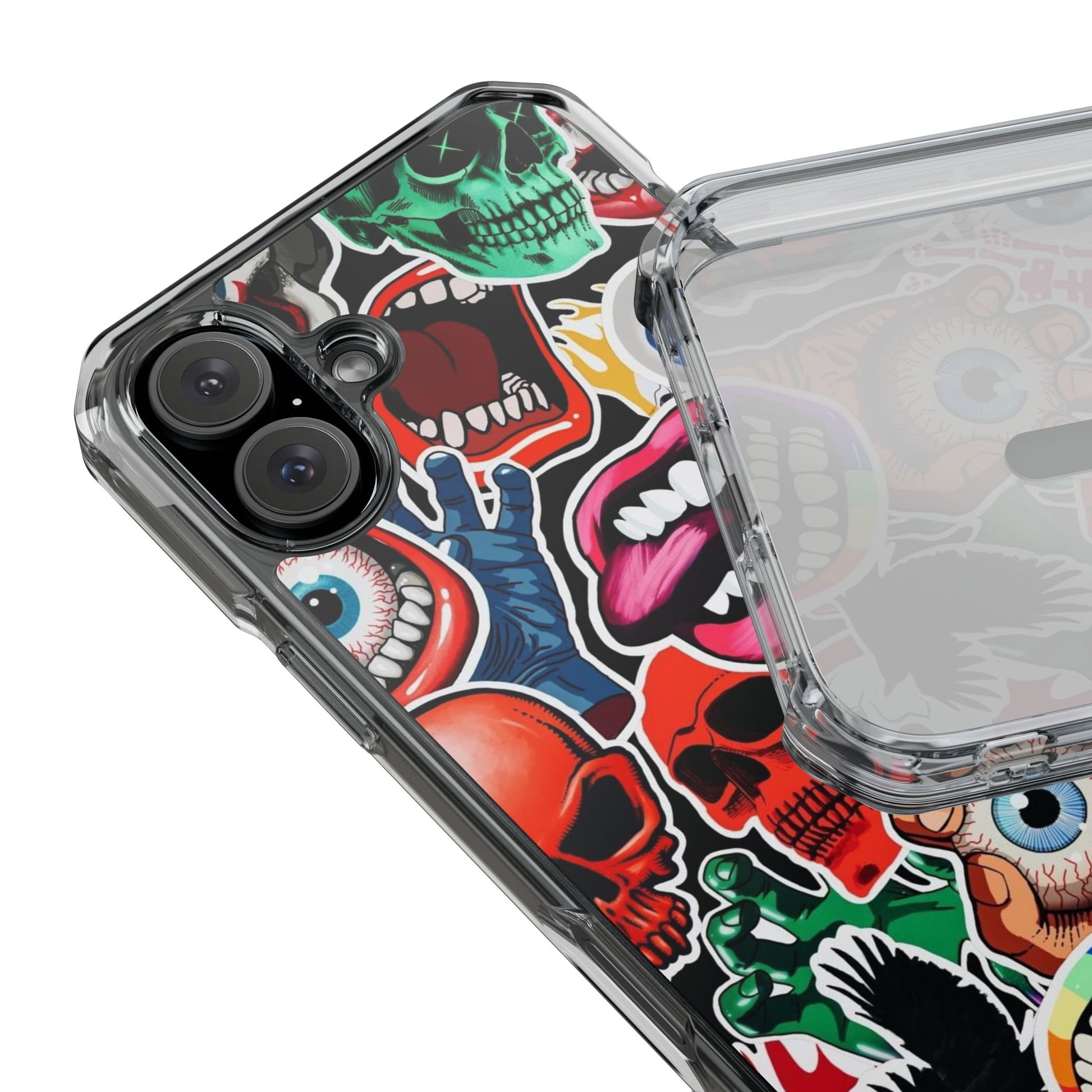 Vibrant Shockproof Phone Case - Eye-Catching Designs with Skulls and Stickers