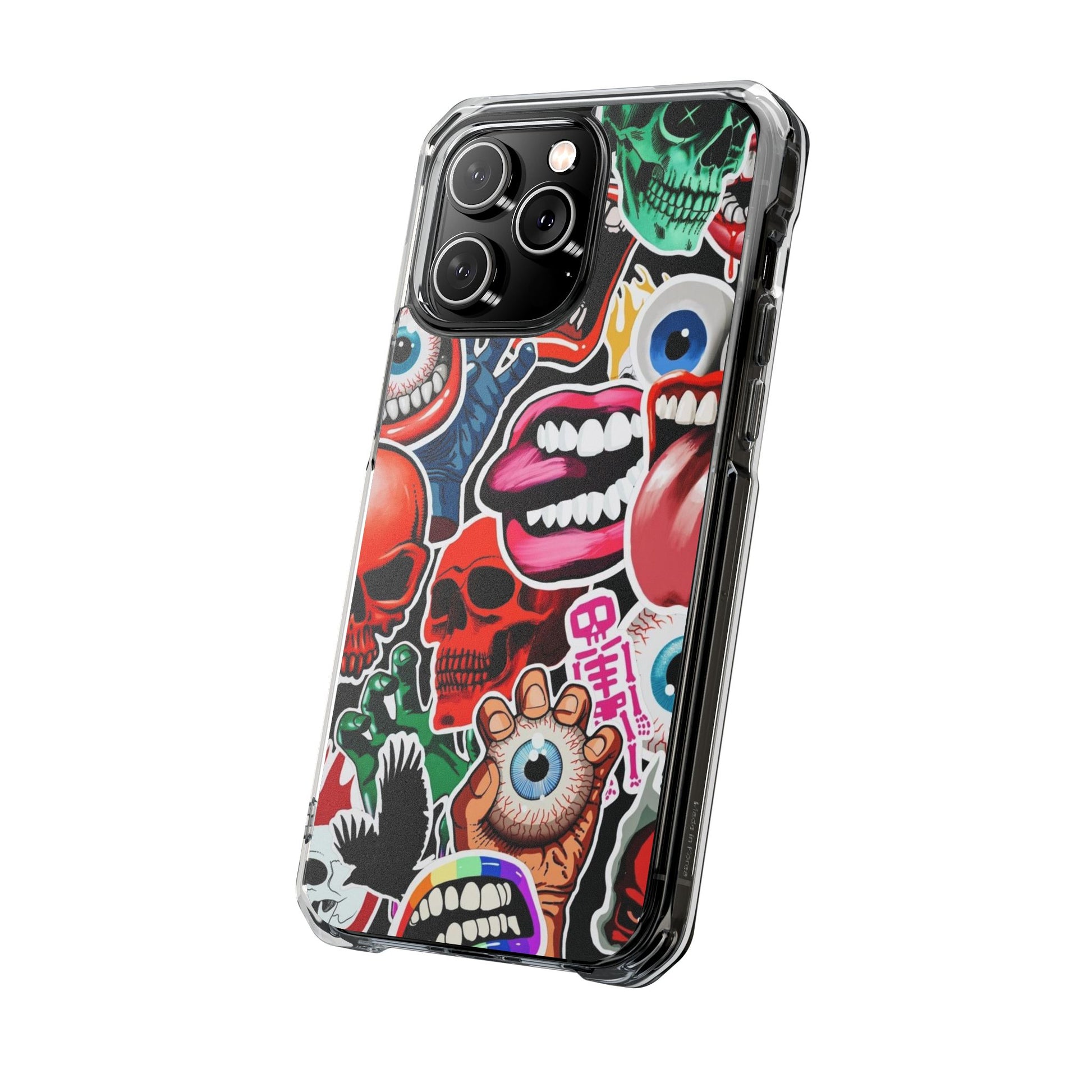 Vibrant Shockproof Phone Case - Eye-Catching Designs with Skulls and Stickers