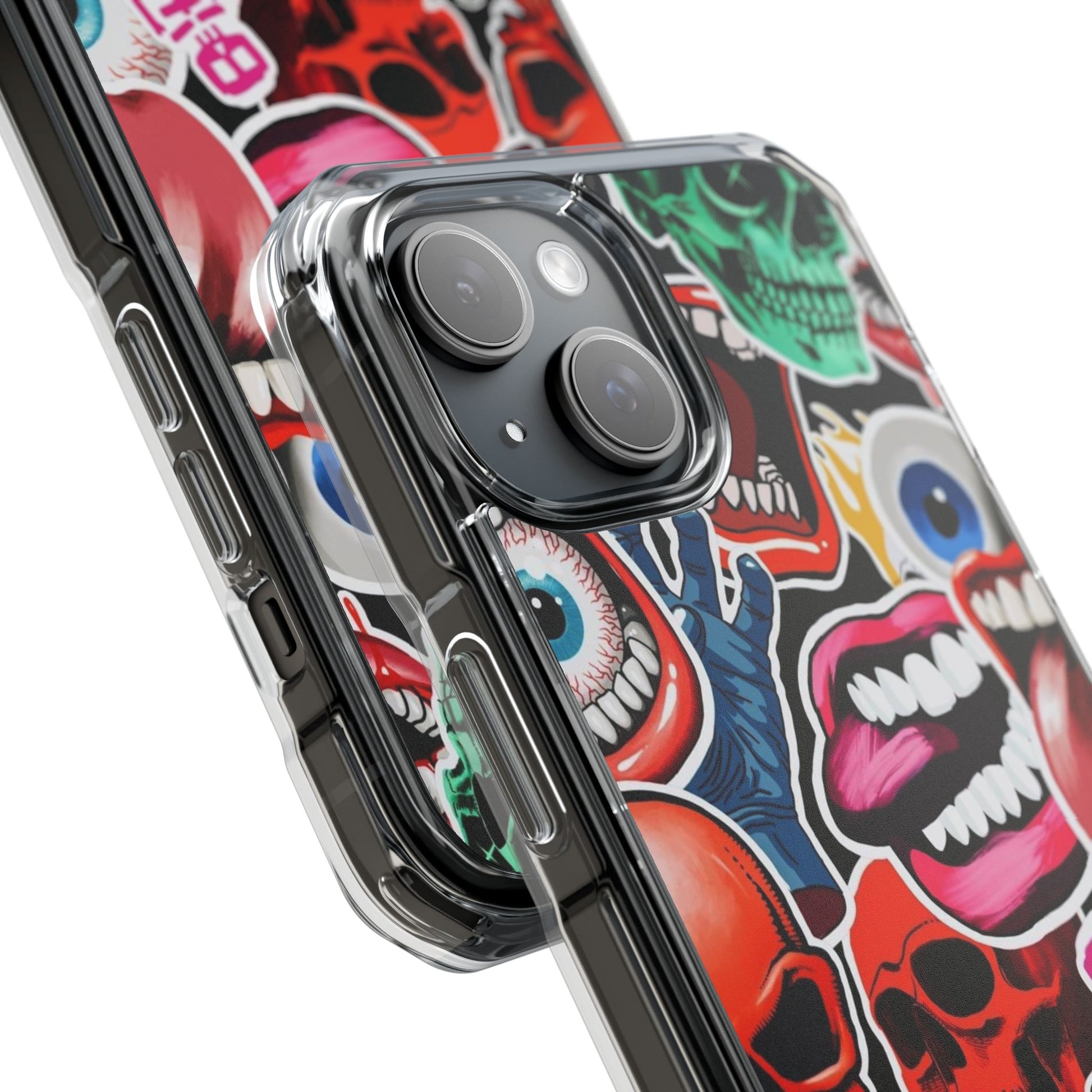 Vibrant Shockproof Phone Case - Eye-Catching Designs with Skulls and Stickers