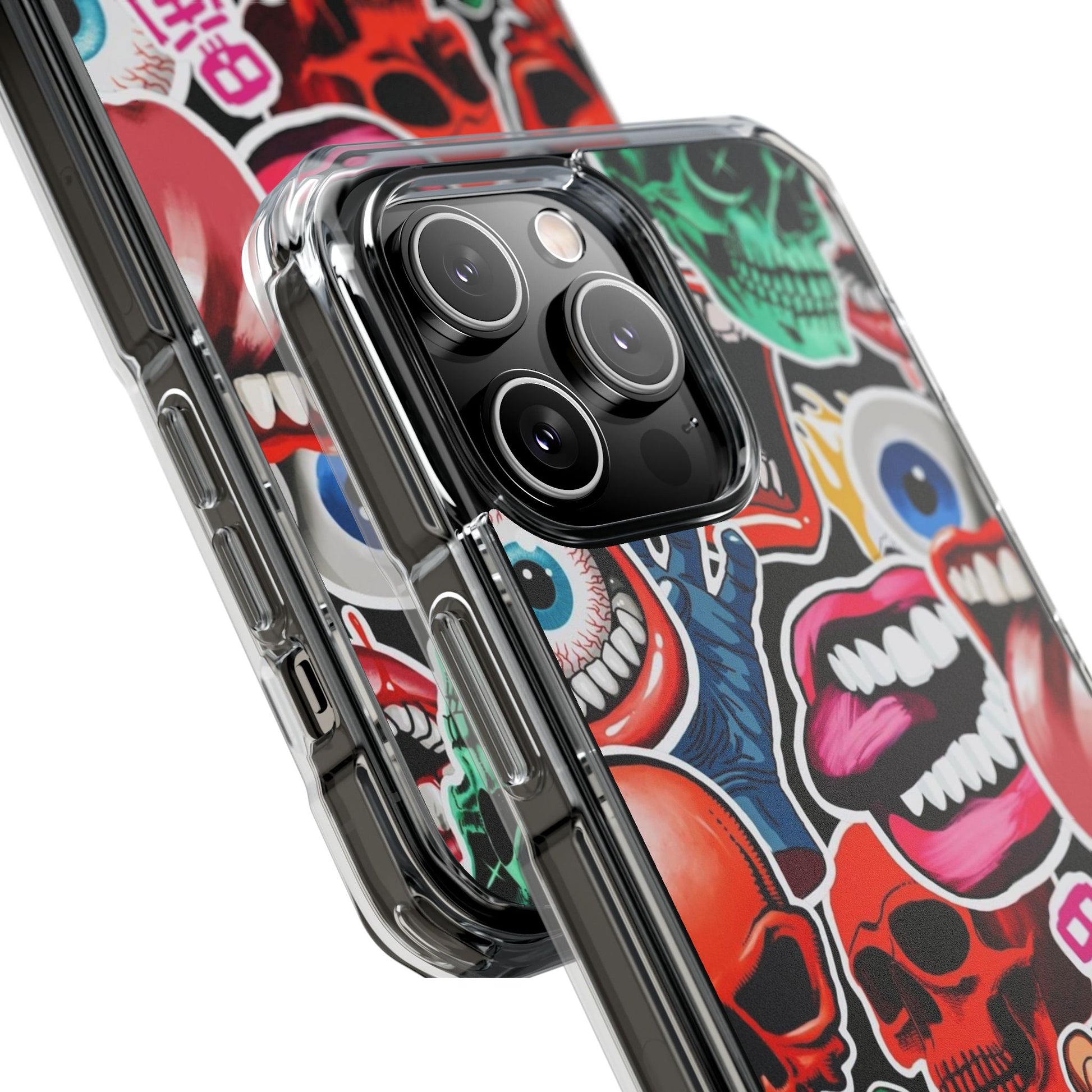 Vibrant Shockproof Phone Case - Eye-Catching Designs with Skulls and Stickers