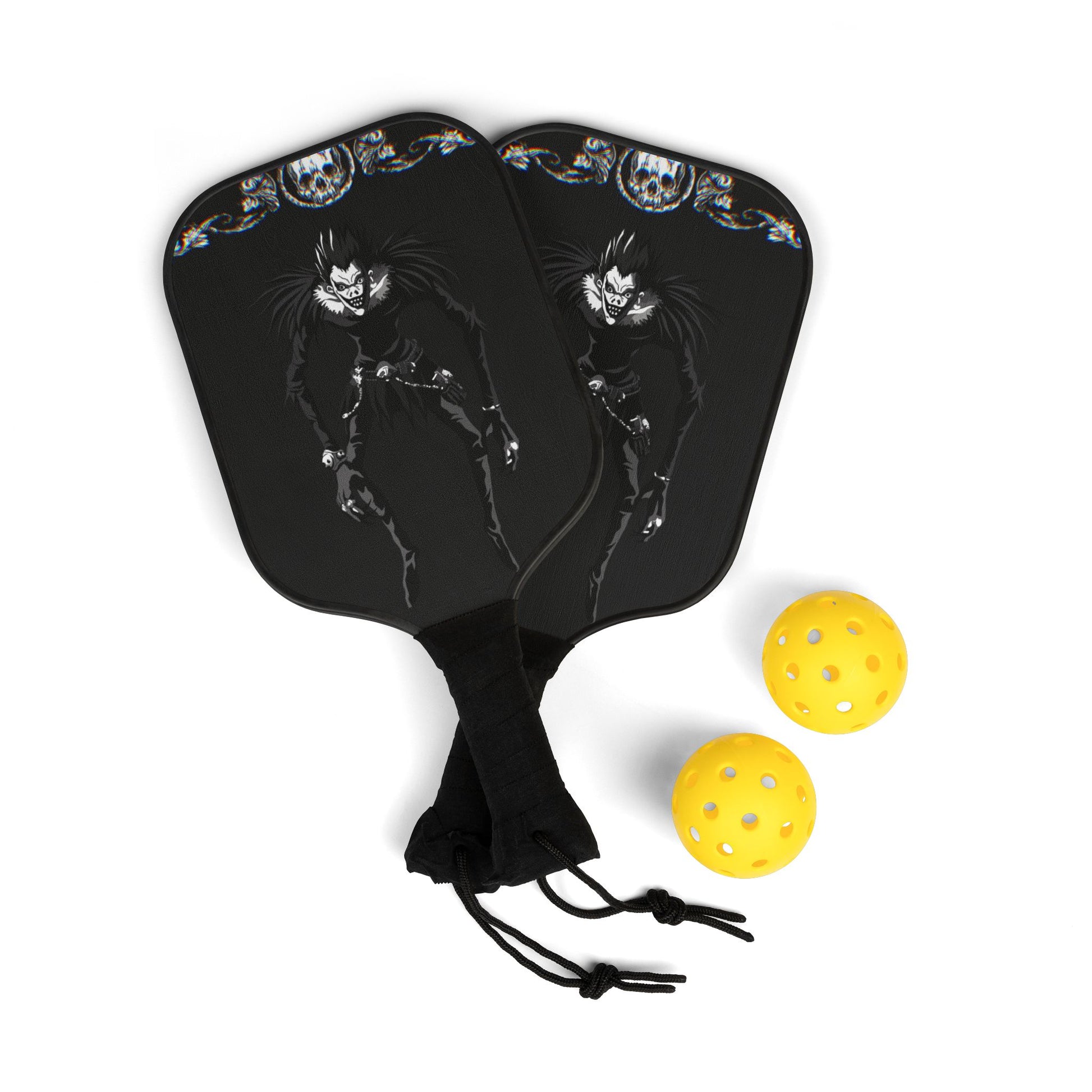 Gothic Pickleball Paddle Set with Balls - Skull Design for Trendy Players
