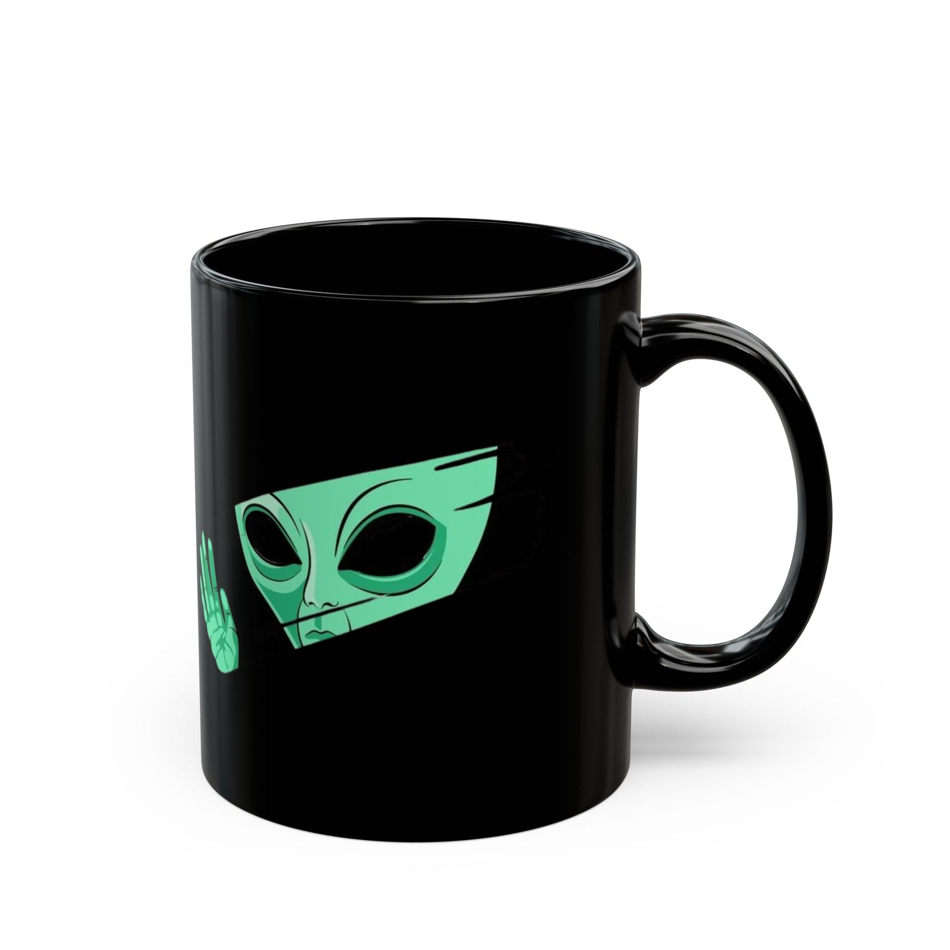 Alien Hand Black Mug - Unique 11oz & 15oz Coffee Cups for Sci-Fi Lovers