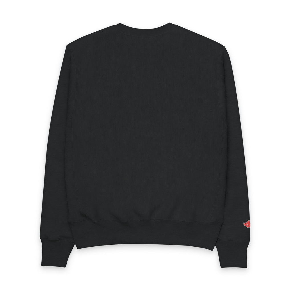 Men's Champion Crewneck Sweatshirt with Red Cloud Design - Casual Streetwear