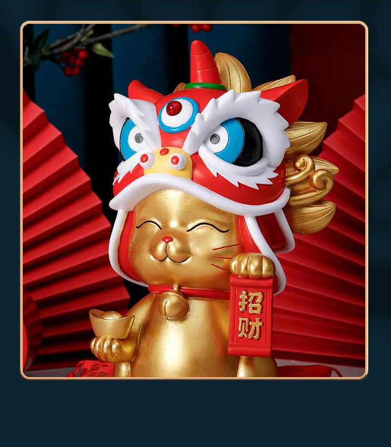 City Lion Lucky Cat Resin Home Decor