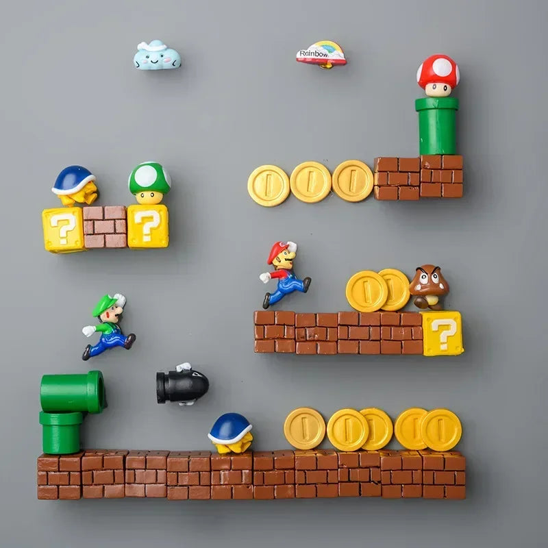 Mario Bros 3D Refrigerator Magnets 10pcs pack