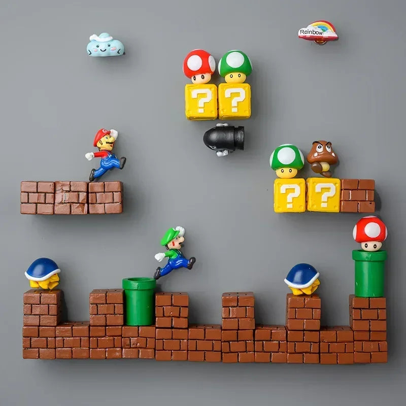 Mario Bros 3D Refrigerator Magnets 10pcs pack