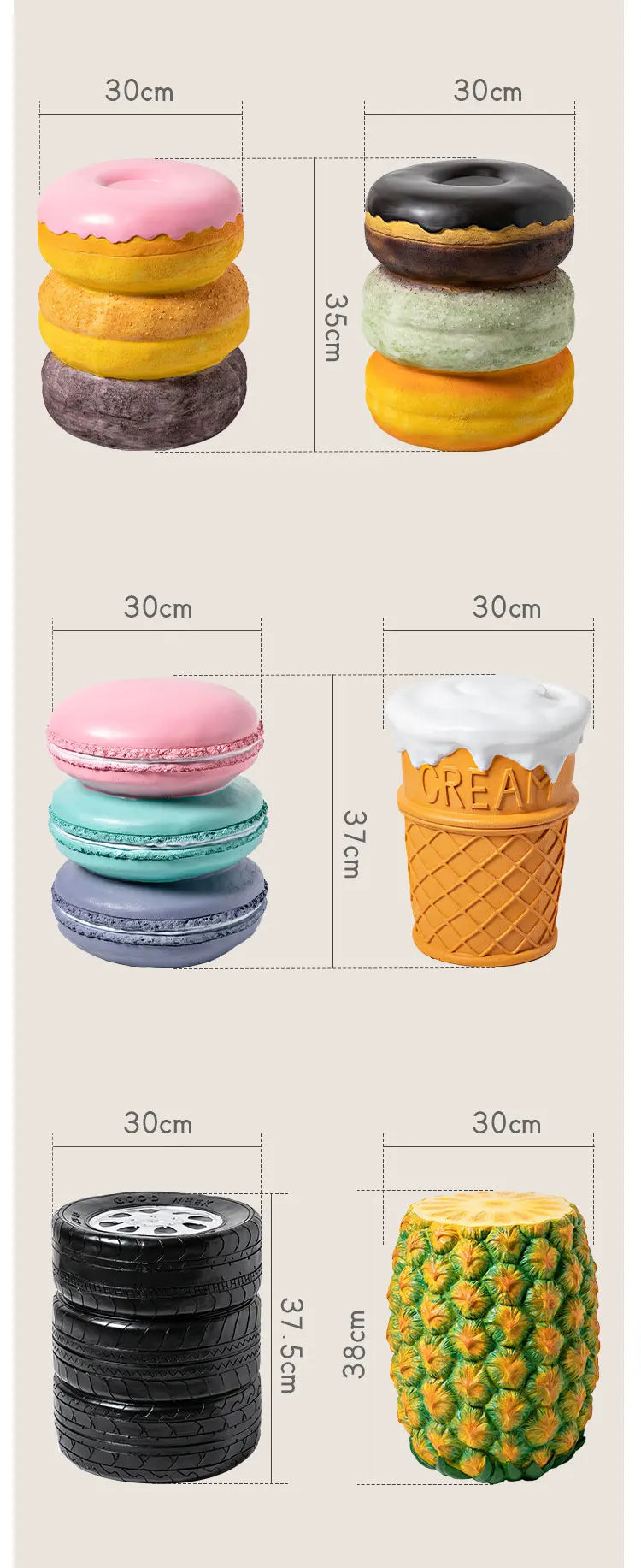 Food Design Resin Small Stools
