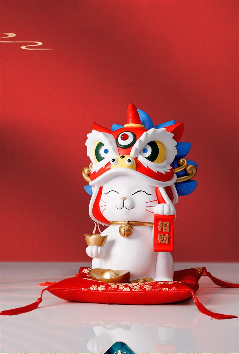 City Lion Lucky Cat Resin Home Decor