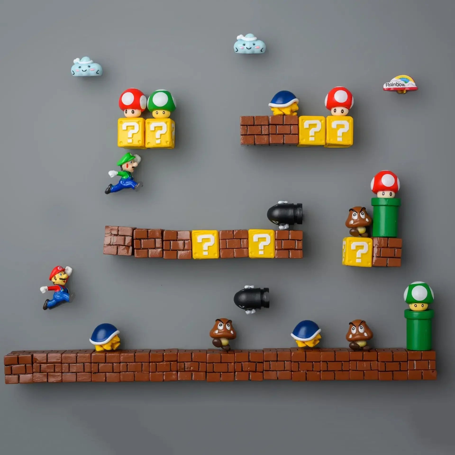 Mario Bros 3D Refrigerator Magnets 10pcs pack