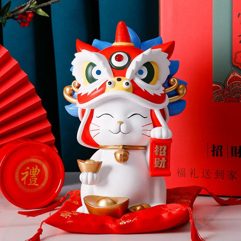 City Lion Lucky Cat Resin Home Decor
